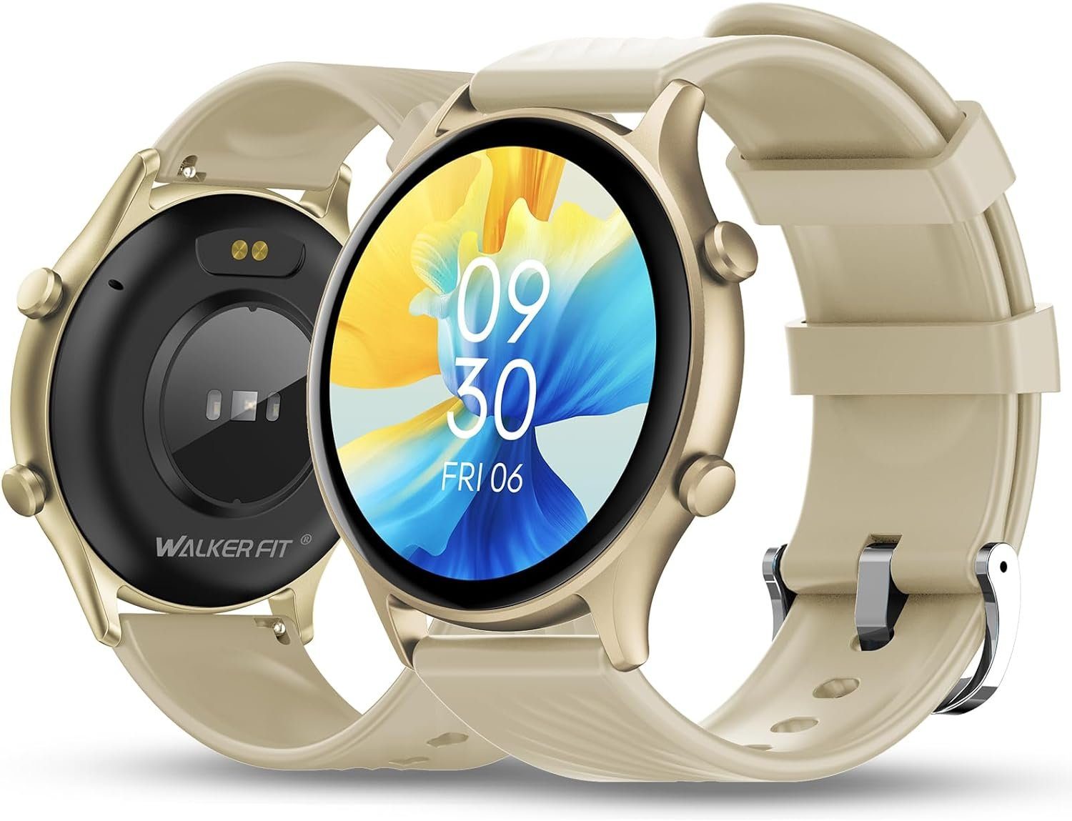 WalkerFit Smartwatch (1,4 Zoll, Android, iOS), mit Telefonfunktion,Armbanduhr  Herzfrequenz/SpO2/Schlaf/Stress/Periode
