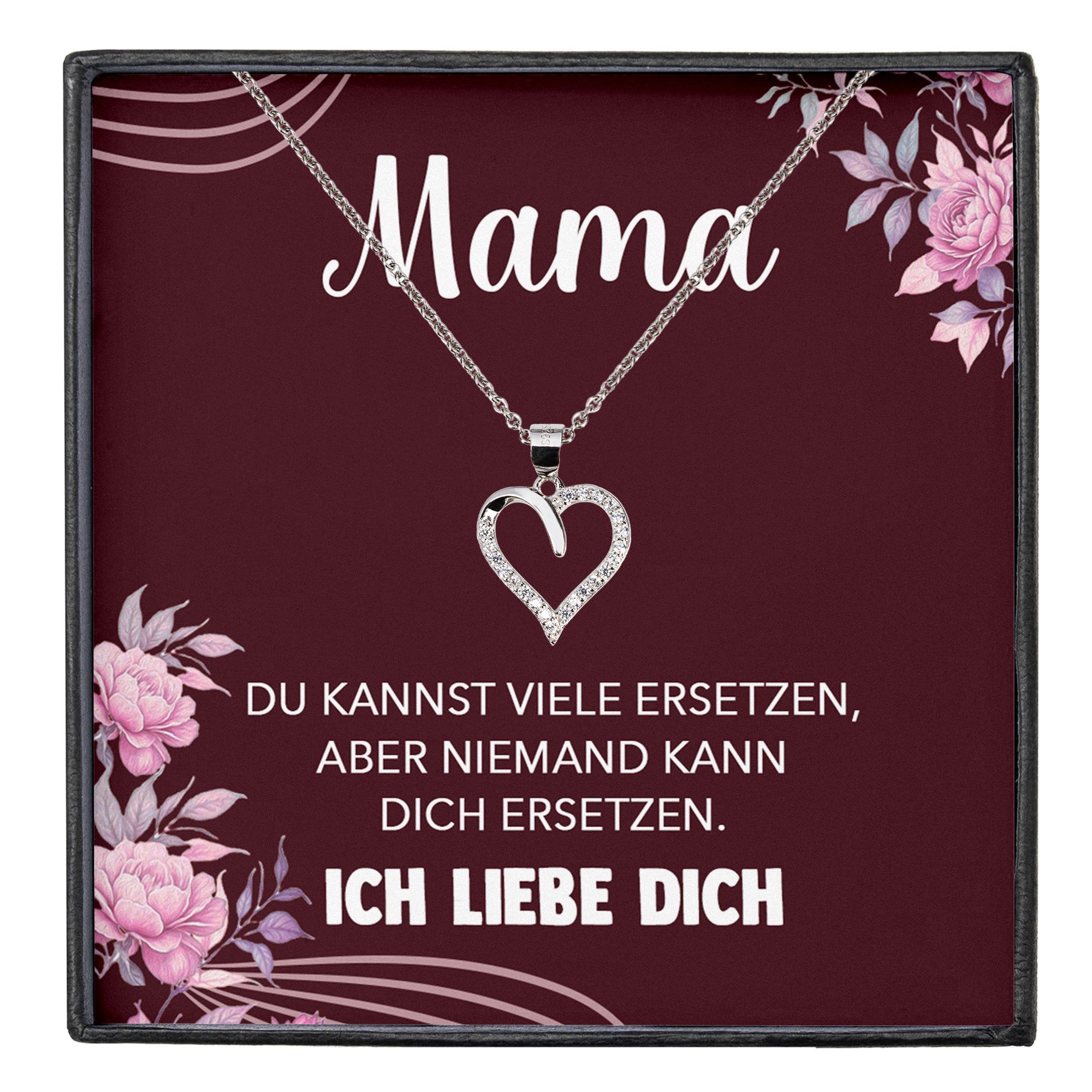 22Feels Schmuckset Mama Geschenk Frauen Mutter Herz Halskette Muttertag Damen Schmuck (inkl. Geschenktasche, Karte, Poliertuch, Beutel), Silber 925/000, Karte Made In Germany