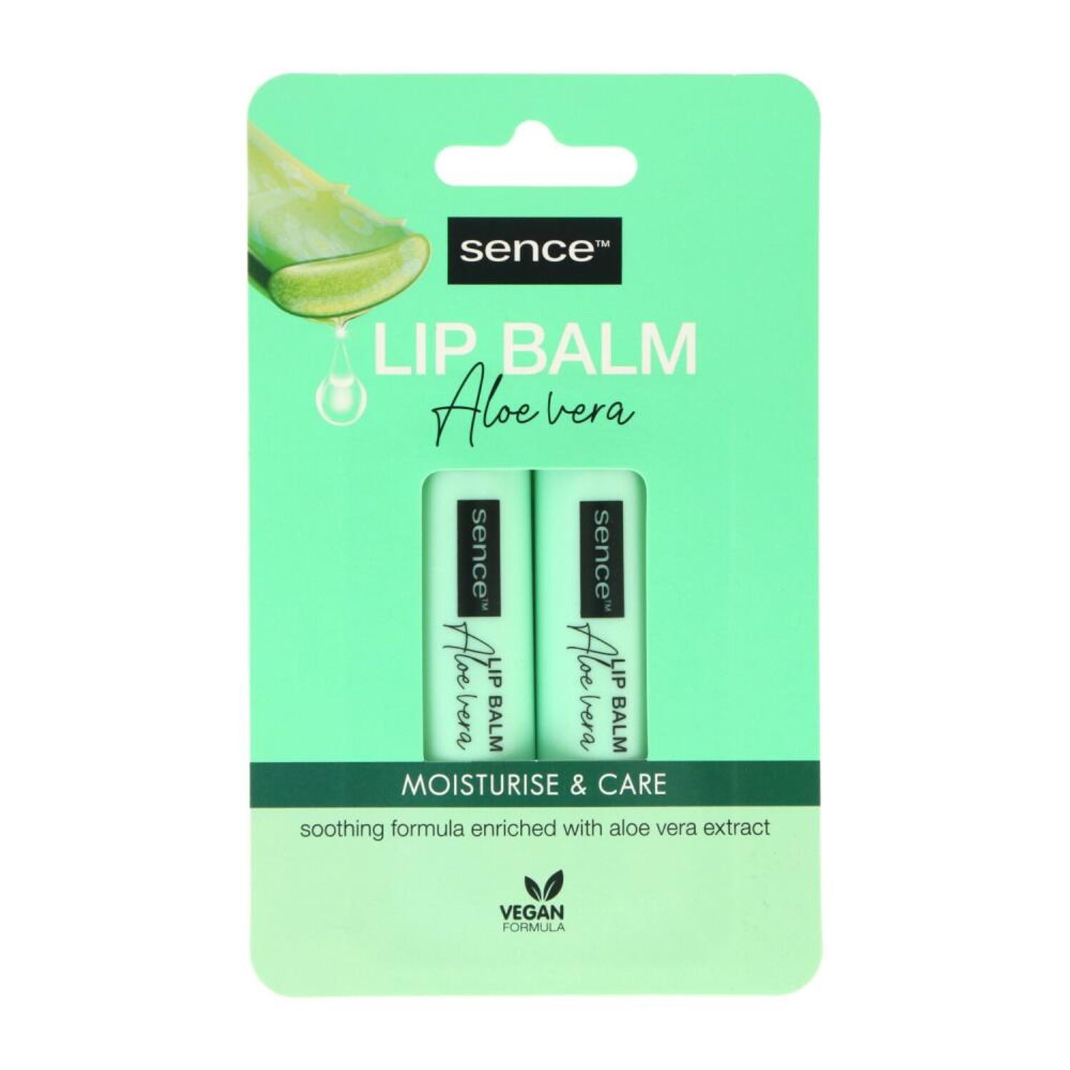 Max Brands Lippenpflegestift 24x Sence Lip Balm Aloe Vera 2x4,3g Lippenpflegestift Balsam Creme