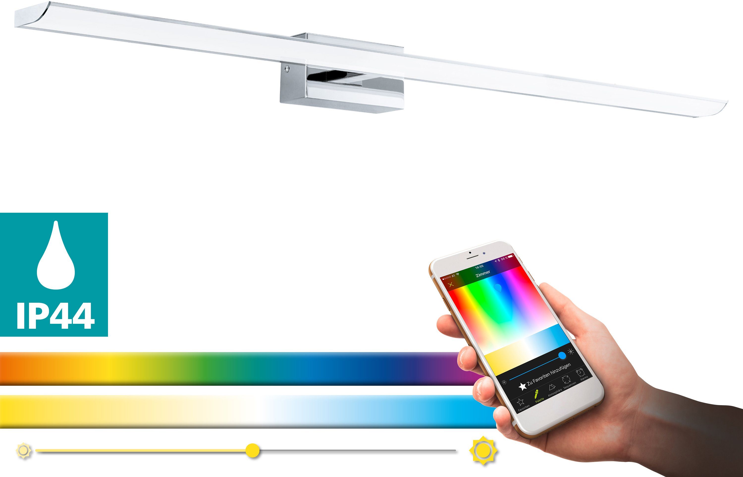 EGLO Spiegelleuchte TABIANO-C, Bluetooth, Farbwechsel, Smart Home, LED fest integriert, Kaltweiß, Neutralweiß, Tageslichtweiß, Warmweiß, EGLO CONNECT, Steuerung über APP + Fernbedienung, BLE, CCT, RGB