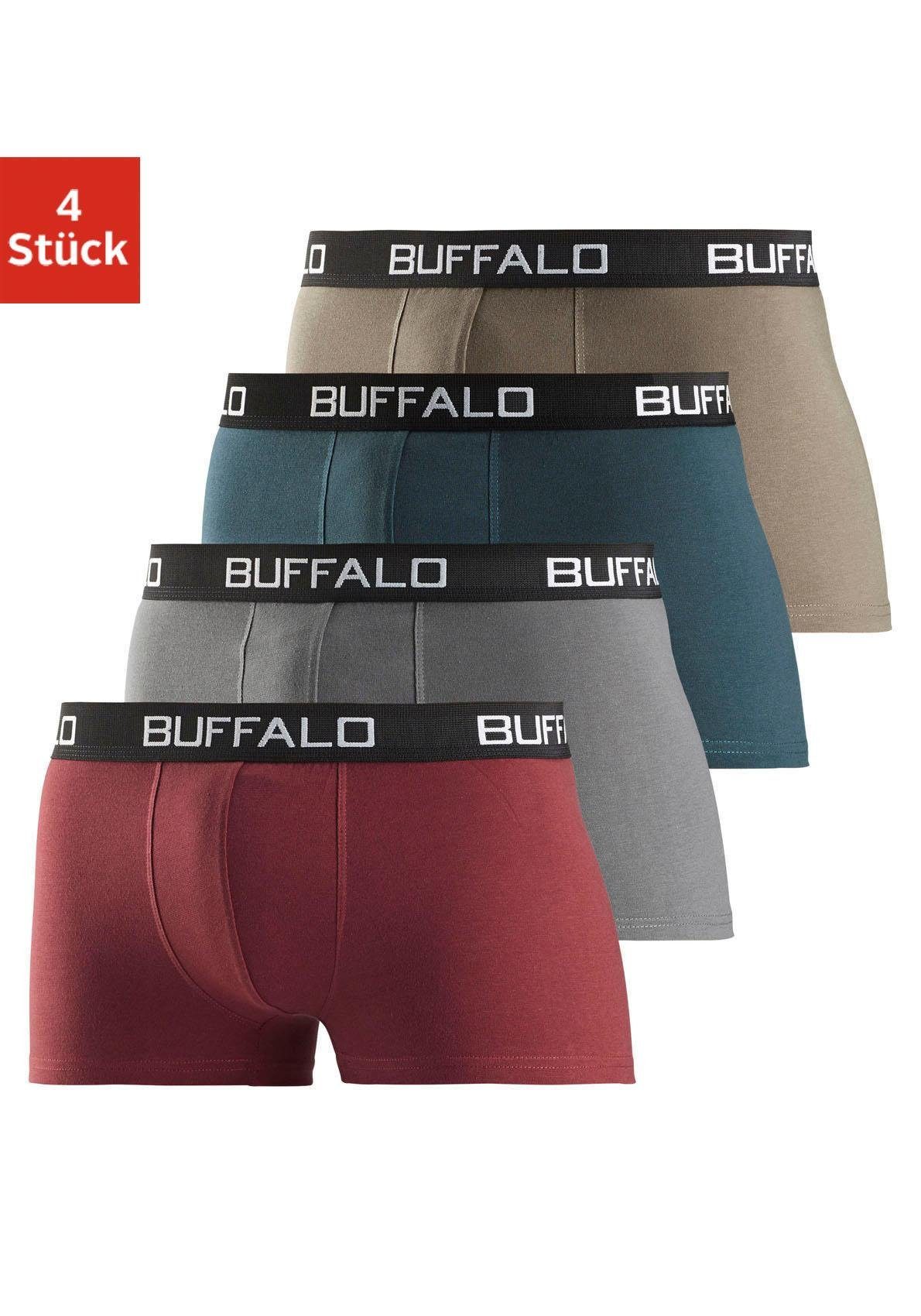 (Packung, unifarbene Retro grau, khaki 4-St) Pants Buffalo bordeaux, petrol, Boxer
