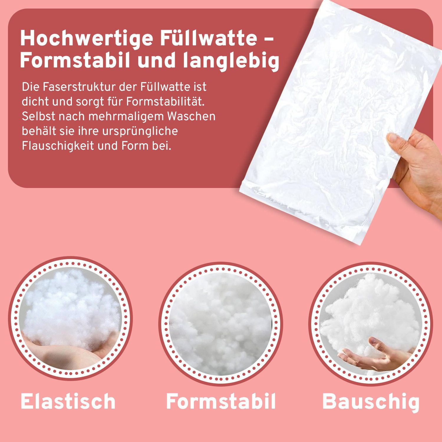 Eve Textile GmbH Kissenfüllung Füllwatte Weich Polyester Füllung Kissen Kuscheltiere DIY-Projekte, Perlenfüllwatte Formstabil Waschbar & Hypoallergen Trocknerge – Bild 5 von 5