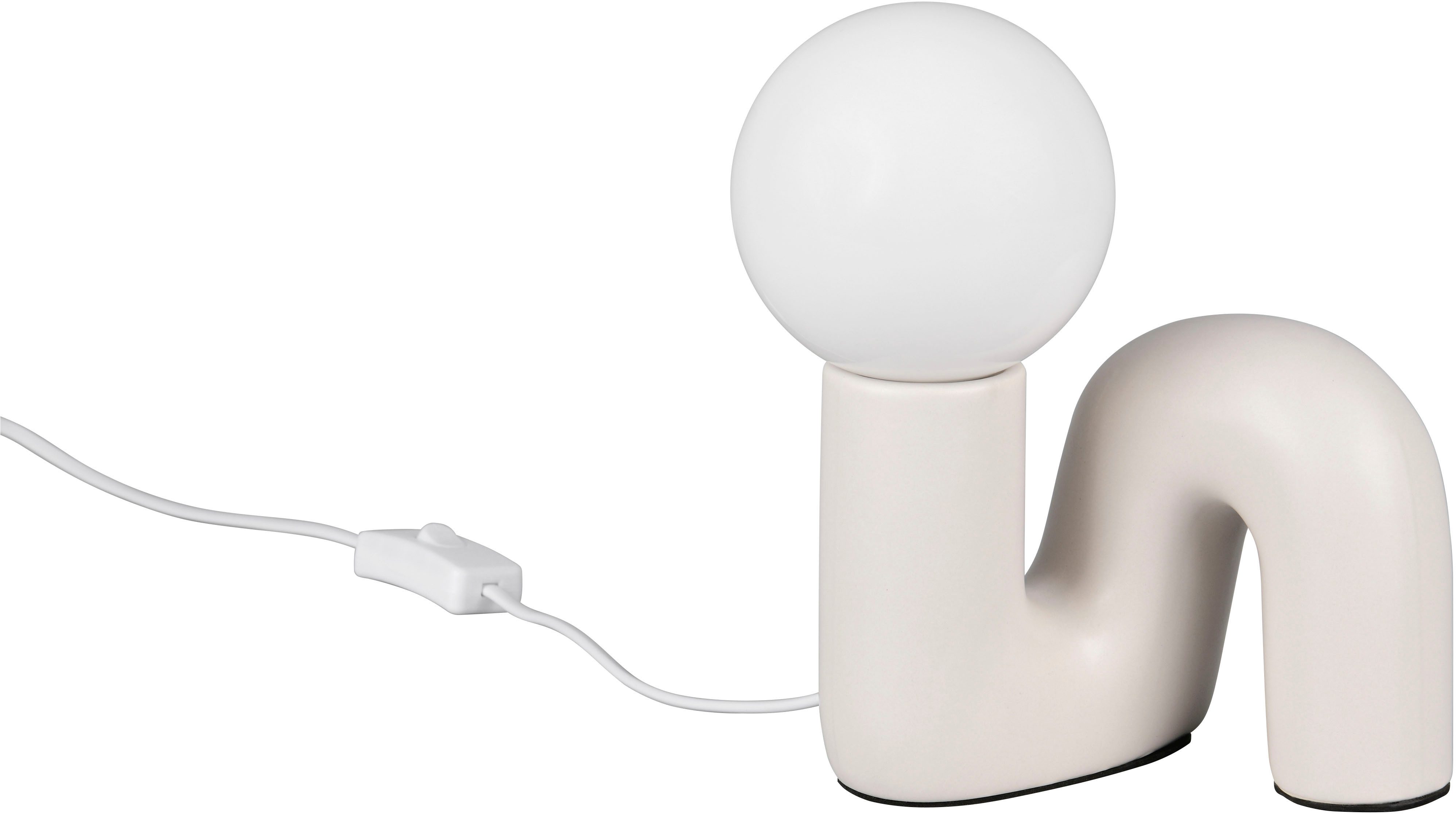 Reality Leuchten Tischleuchte QUINN, Keramik Tischlampe m. Glasschirm, ohne Leuchtmittel 1xG9 max5W, Ein-/Ausschalter, ohne Leuchtmittel, warmweiß - kaltweiß, Design Nachttischlampe, Schreibtischlampe Höhe 22cm, Glas Lampenschirm