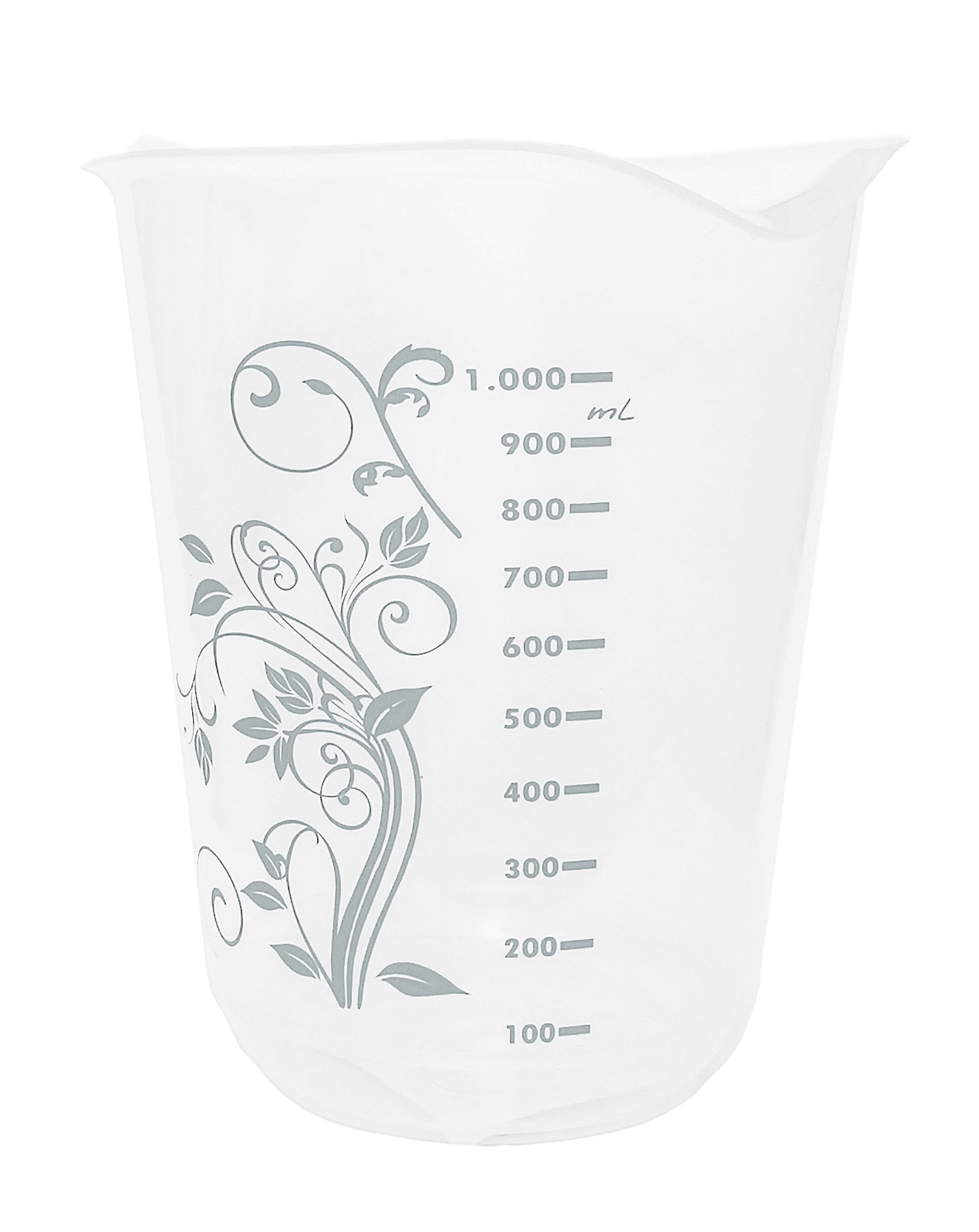 Centi Messbecher MESSBECHER 1000ml mit Griff transparent 1L Messbehälter 64 (Grau), Messkanne Maßbecher Ausgusslippe Kunststoff