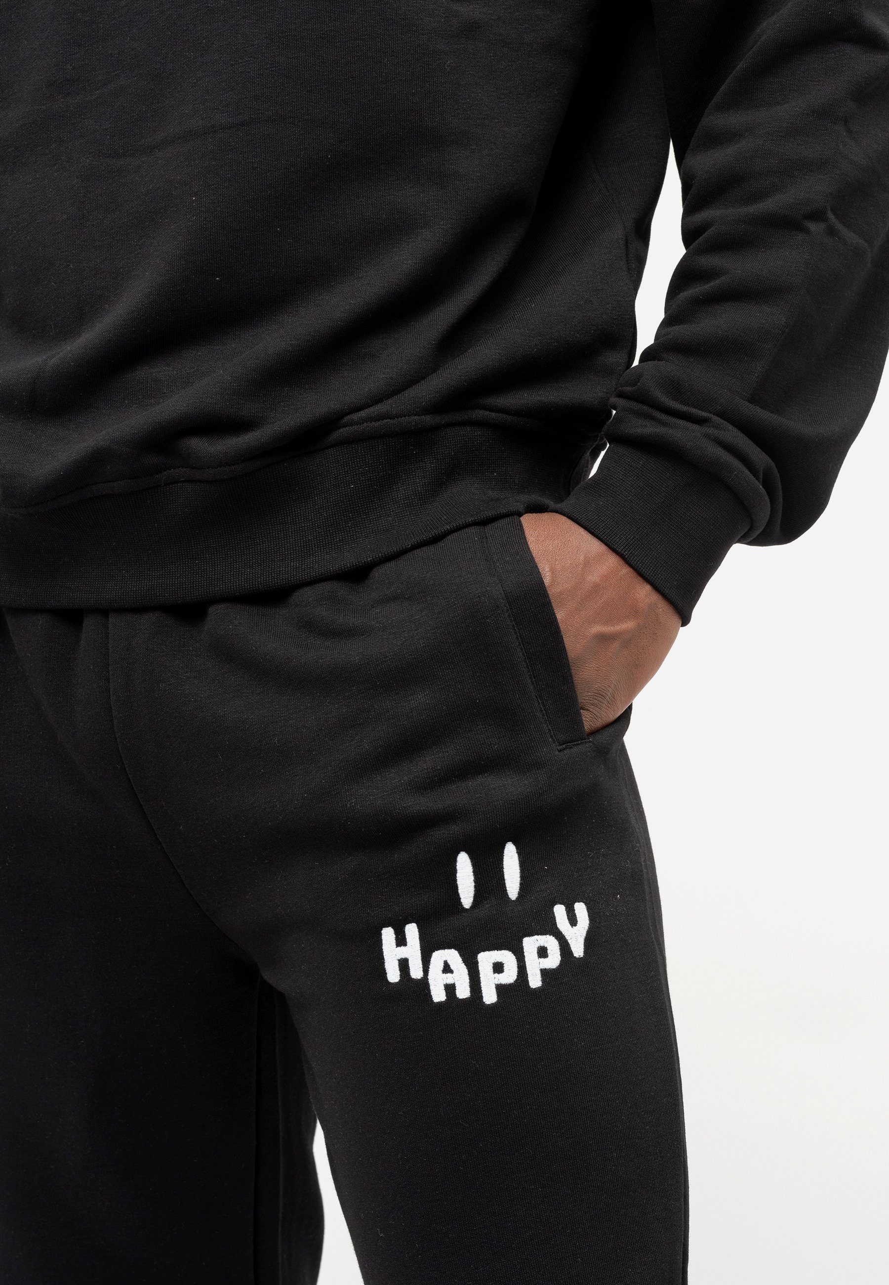 sportivem Happy Oversize Freizeitanzug Sweatshirt, Barron Tom Mens Design mit Print Sport BLACK