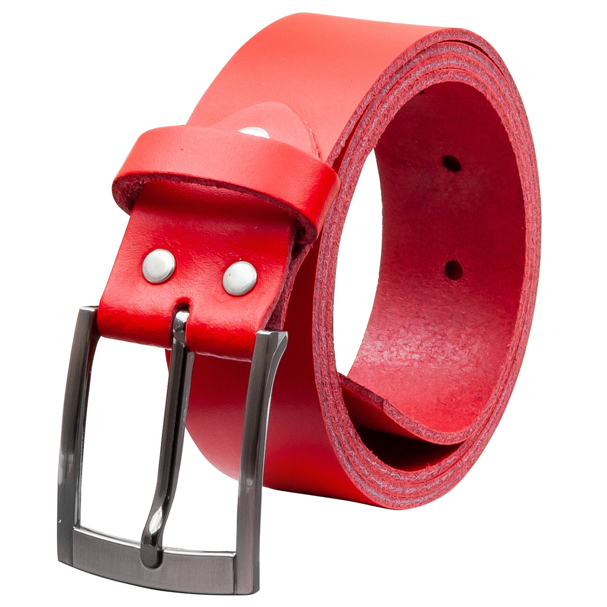 COLOGNEBELT Ledergürtel OM418-SL-Rot MADE IN GERMANY, Rot Kürzbar, 100 % Echtleder, Aus einem Stück, Unisex