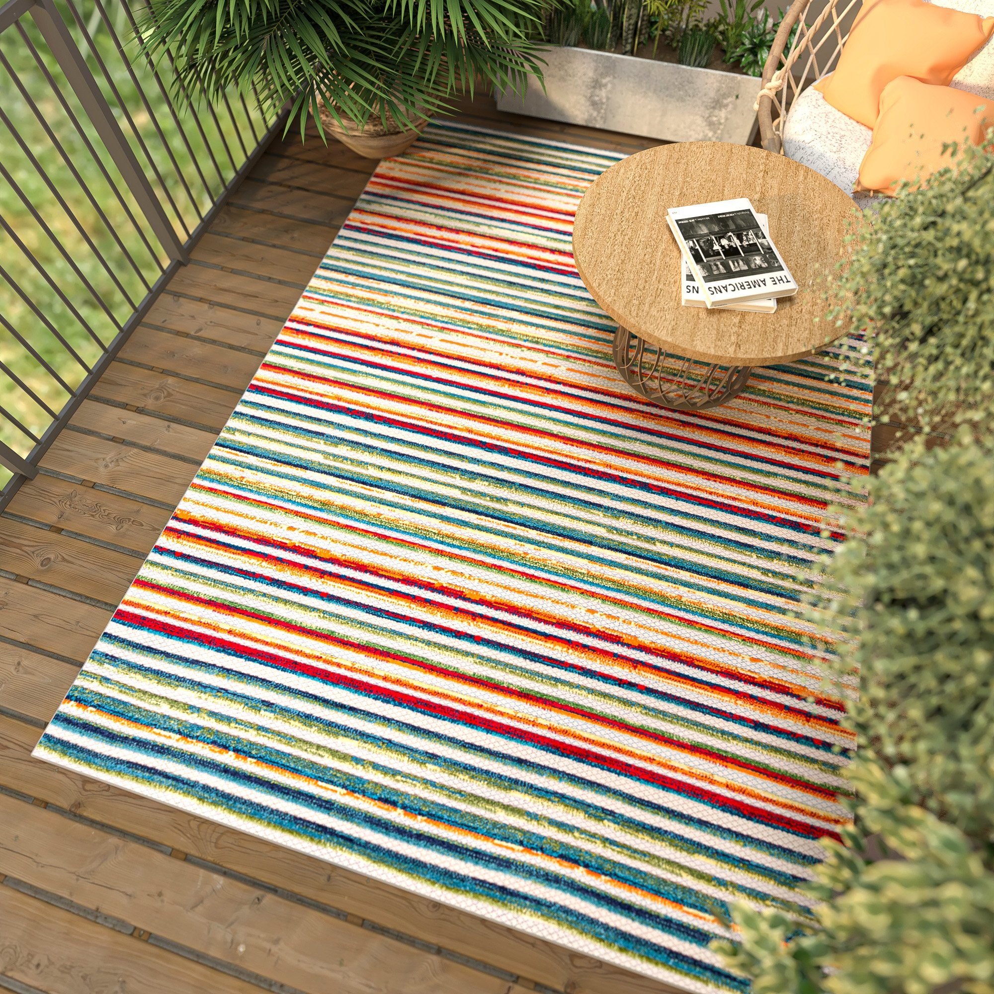 UV-beständig x Balkon 230 Weich, Florhöhe, Pflegeleicht, Designteppich 6 Flachgewebe & niedrige Bunt, 160 & Höhe mm, Teppich Kurzflor Outdoor Mazovia, cm, Wetterfest In- - -