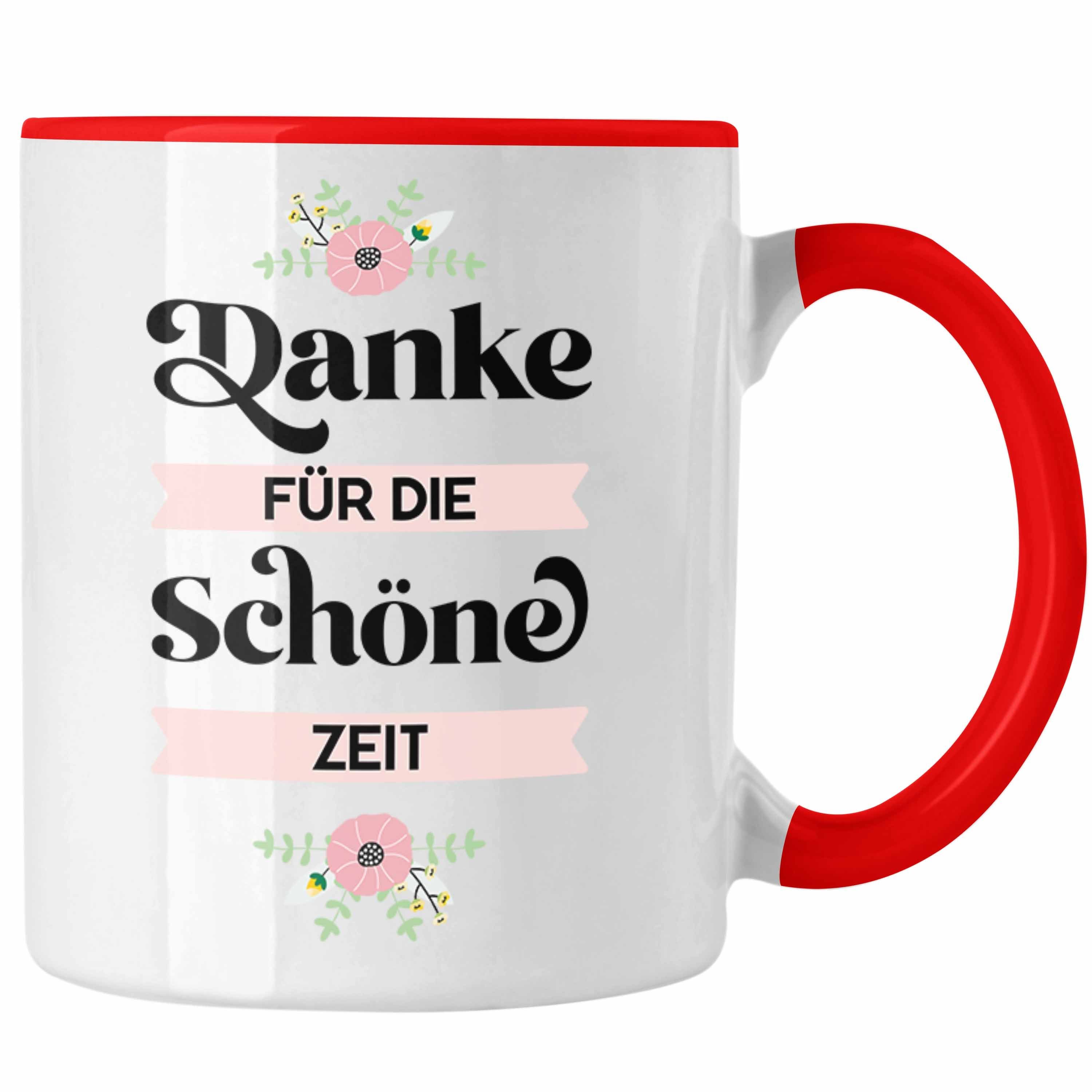 Trendation Tasse Trendation - Danke für Die Schöne Zeit Tasse Geschenk Abschied Kollege Lehrerin Kollegin Freundin Abschiedsgeschenk Rot