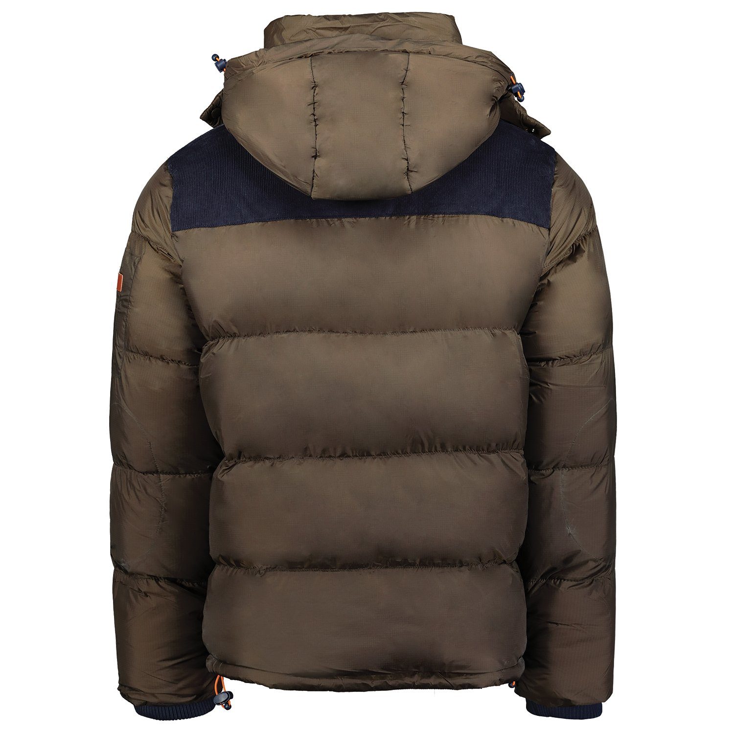 Geographical Norway Winterjacke Celian mit gefütterte Herren warme Stehkragen, Steppjacke mit abnehmbarer Kapuze, Windbreaker, Kapuze, Kaki