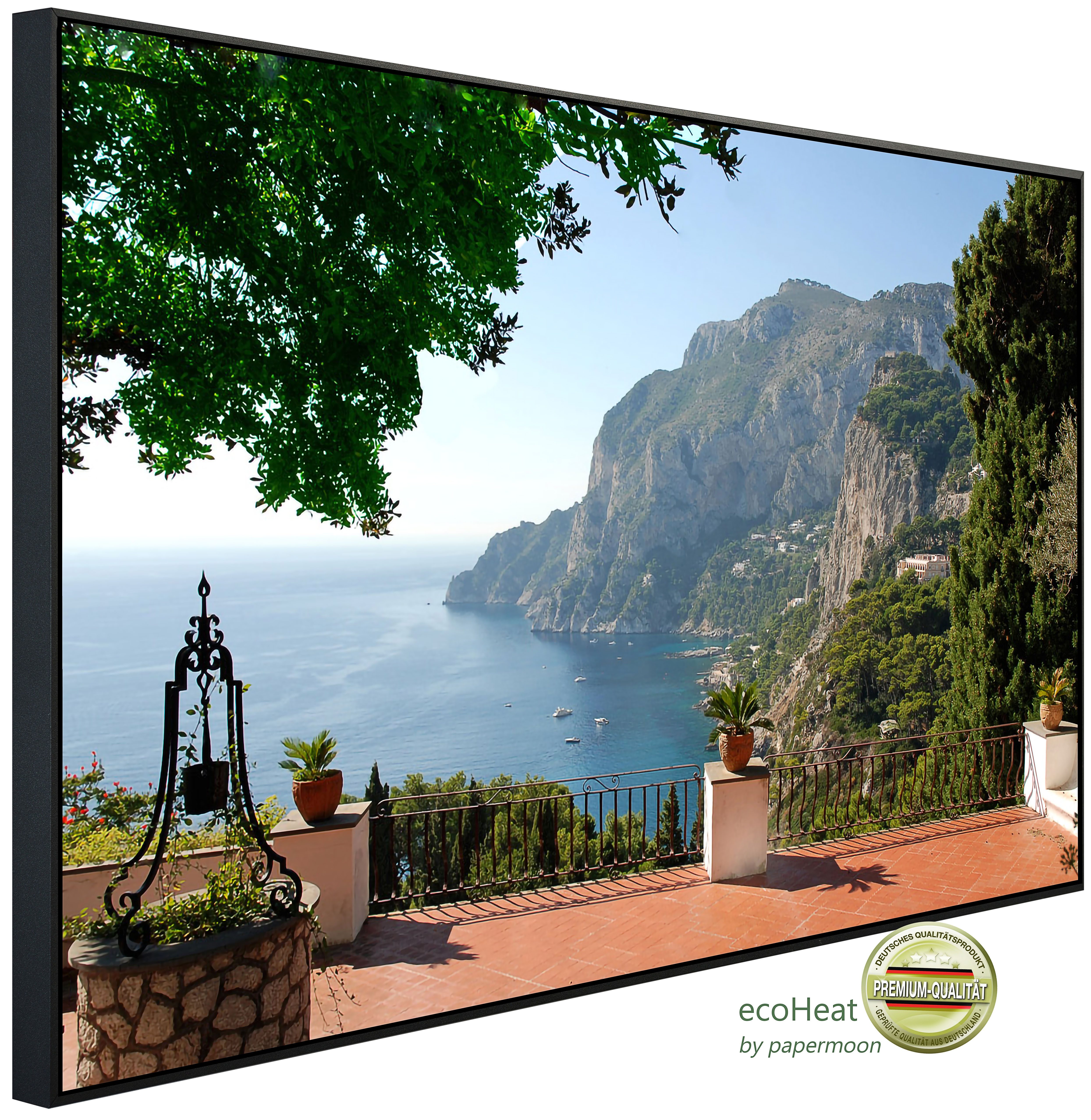 Papermoon Infrarotheizung INFRAROT-BILD-HEIZUNG, Blick auf die Terrasse, TÜV-Rheinland/GS zertifiziert, angenehme Strahlungswärme