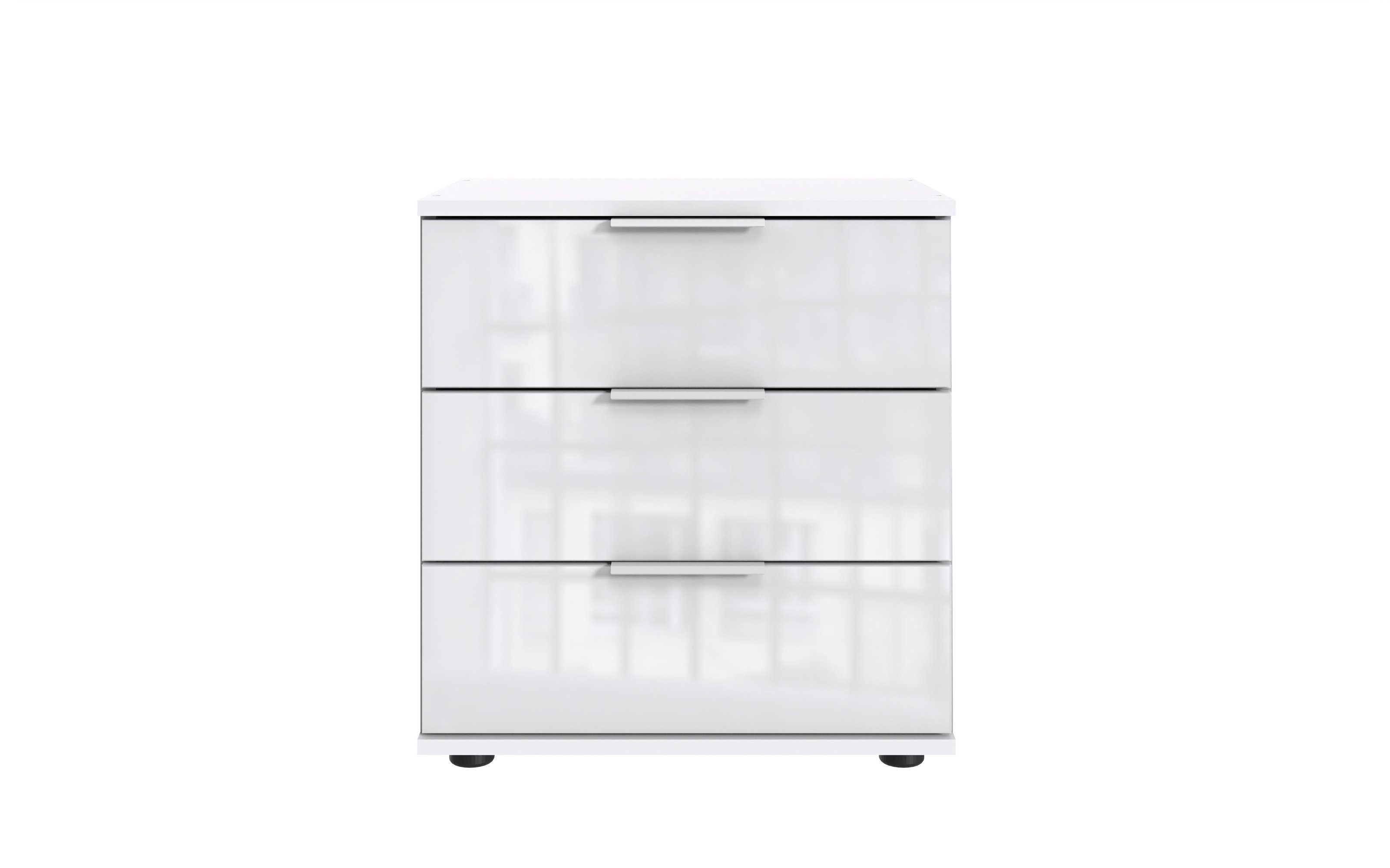 Nachtschrank in WEISS + GLAS WEISS - 52x58x38cm (BxHxT)
