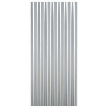 vidaXL Dachschindeln Dachpaneele 12 Stk Pulverbeschichteter Stahl Silber 80x36 cm Dacheinde