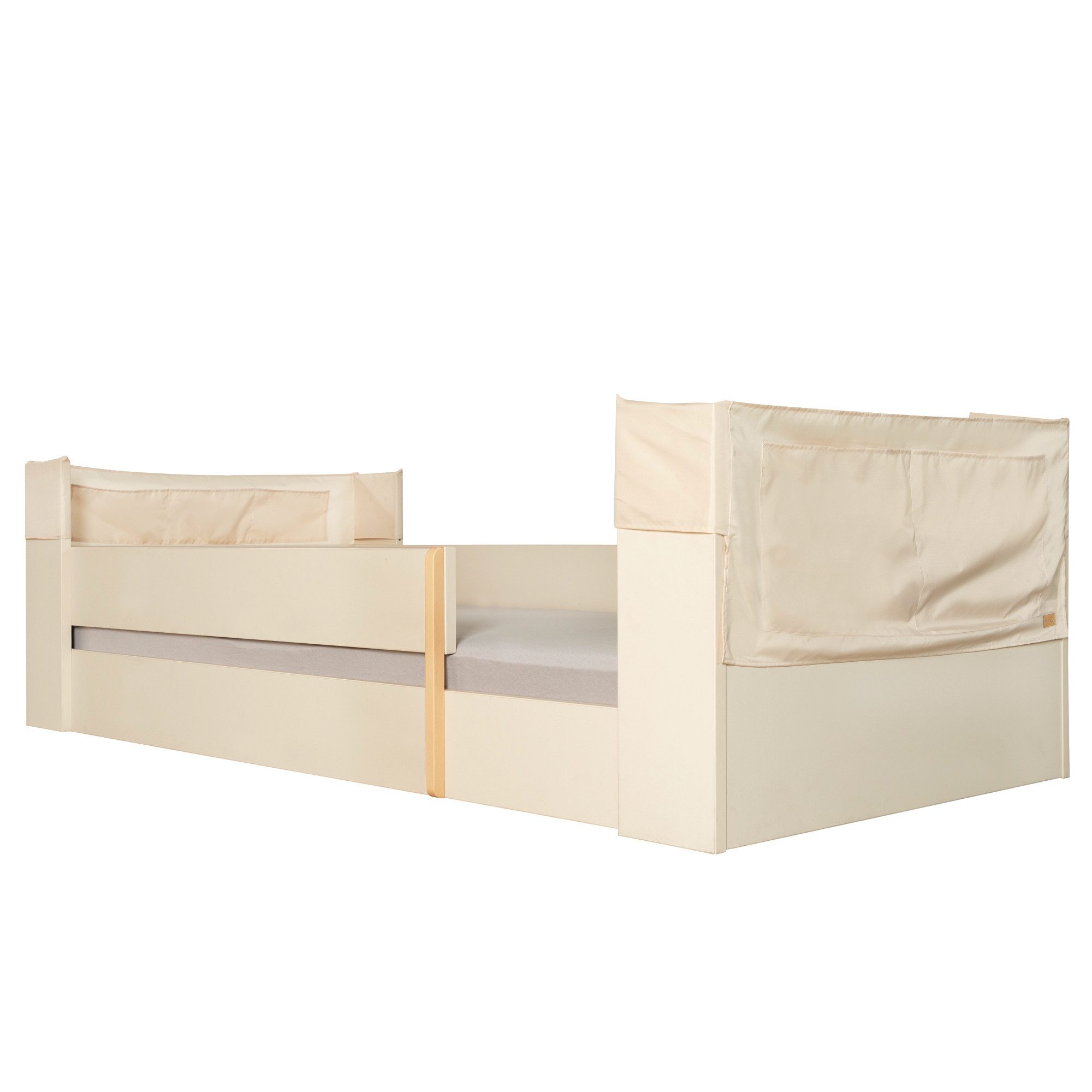 roba® Kinderbett Flexi Grow 90 x 200 cm- mitwachsendes & modulares Bett-System aus Holz (Hergestellt in Europa - Blauer Engel zertifiziert, Kinderbett mit abnehmbarer Absturzsicherung - wird zum Jugendbett), Bett mit Absturzsicherung, niedrige Einstiegshöhe - Beige / Cashmere