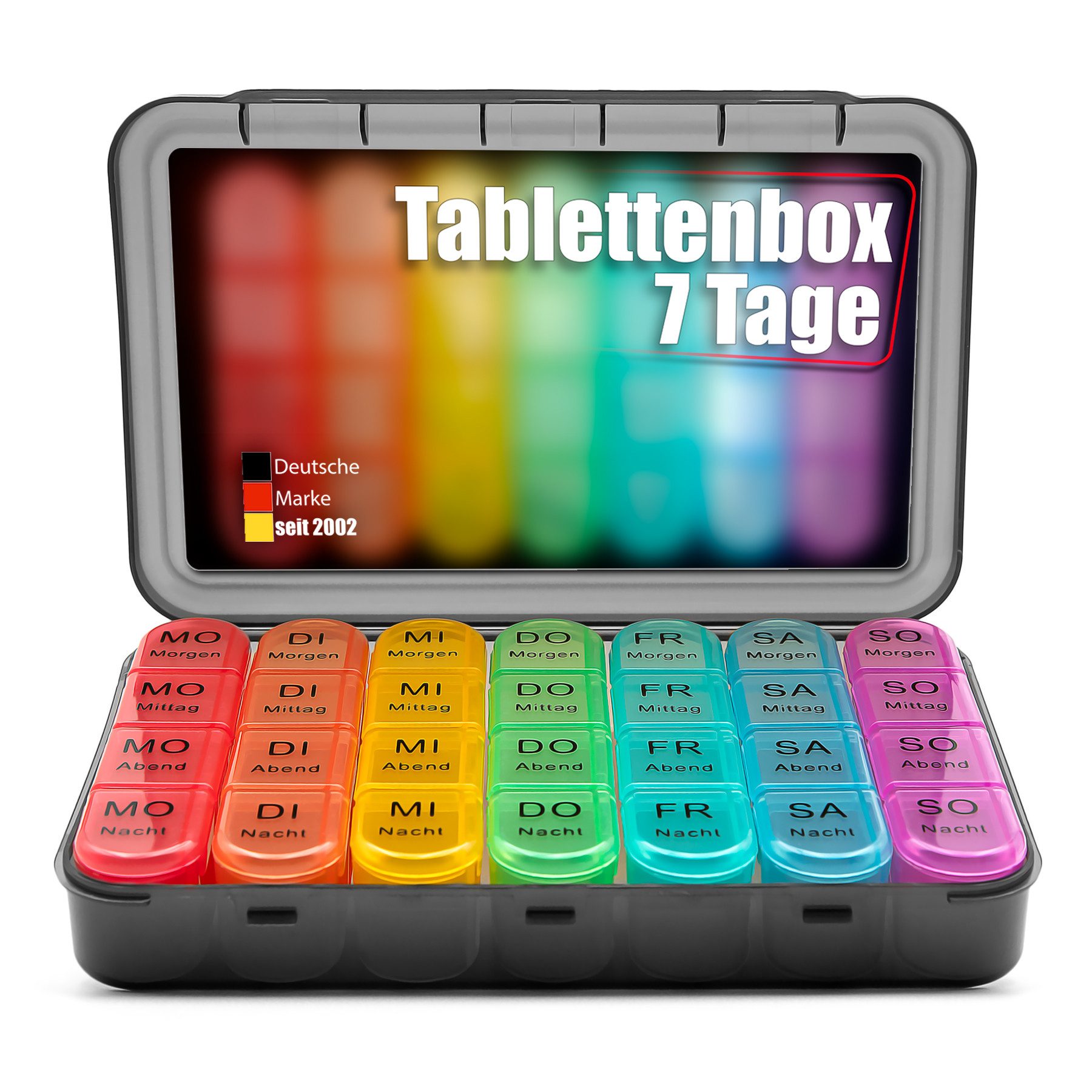 Pillendose Tablettenbox 7 Tage/ 4 Fäch luftdicht & lebensmittelecht