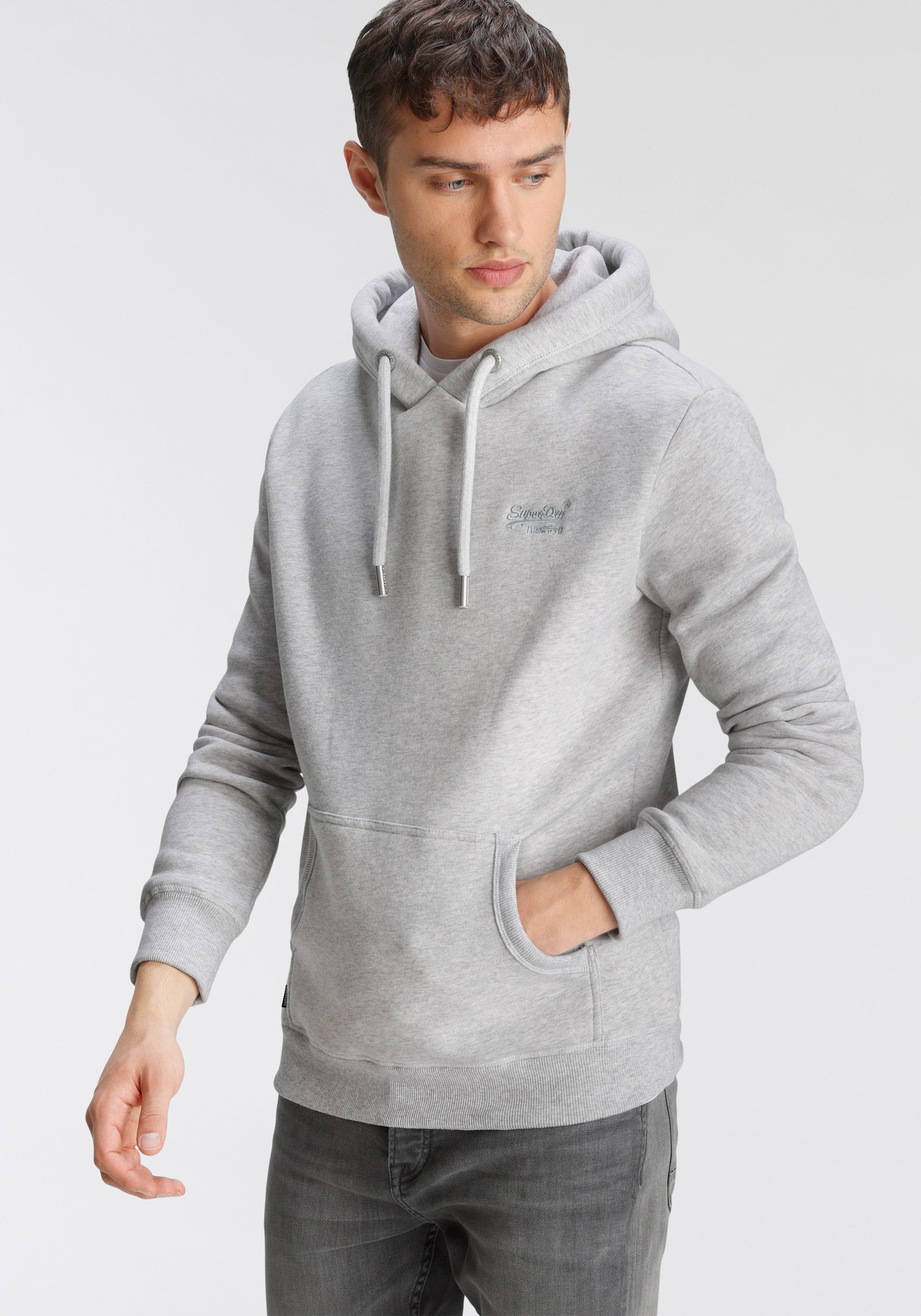 EMB Superdry LOGO Kapuzensweatshirt grey marl HOOD