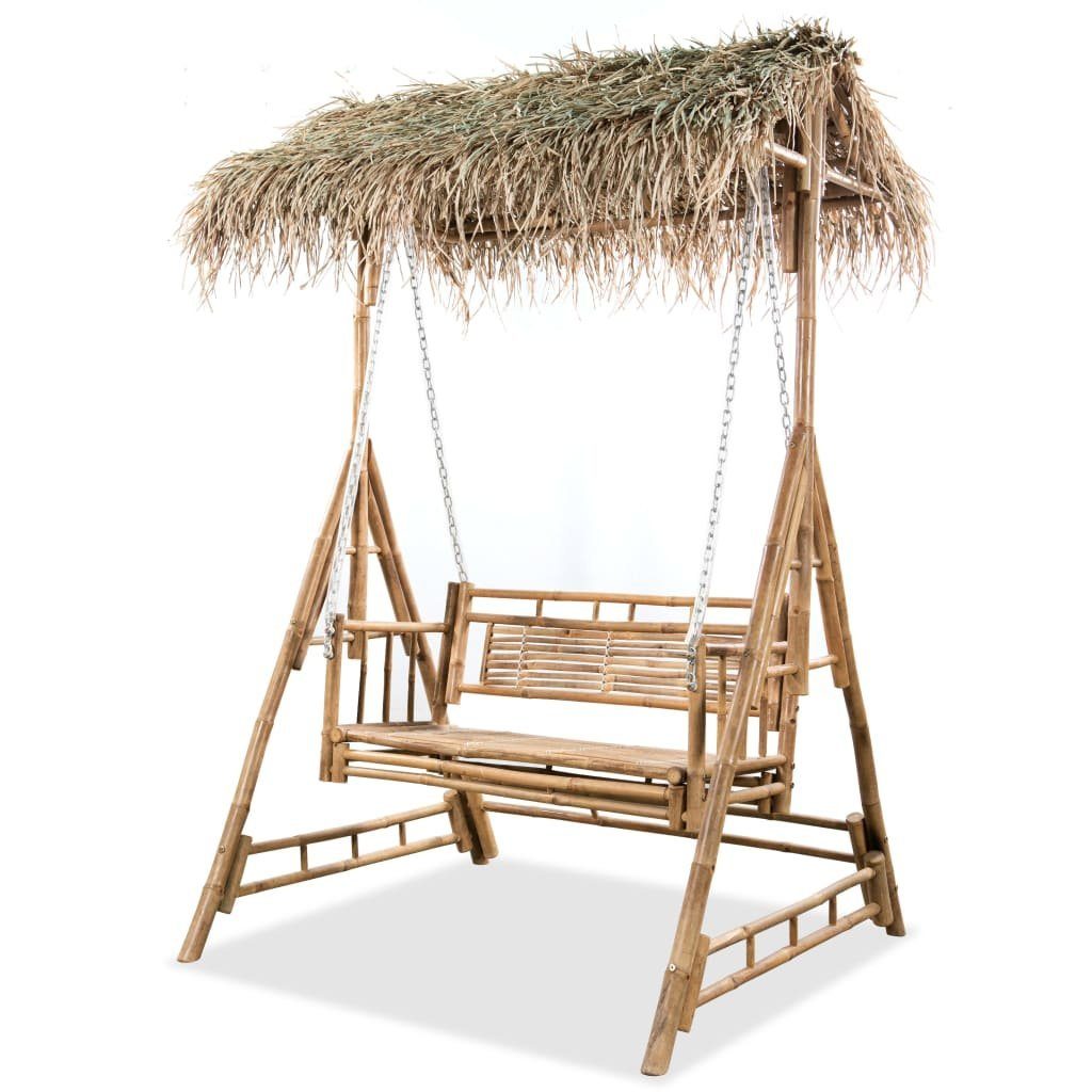 vidaXL Hollywoodschaukel Hollywoodschaukel 2-Sitzer mit Palmblättern Bambus 202 cm, 1-Sitzer, 1 tlg.