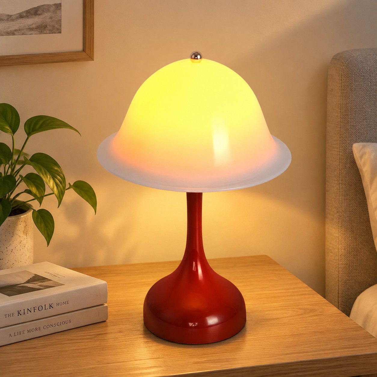 Nettlife LED Tischleuchte Akku kabellos, Touch dimmbar, Rot/Schwarz/Weiß/Blau Nachtlicht, Mit Akku Modern für schlafzimmer schreibtische Innenbeleuchtung