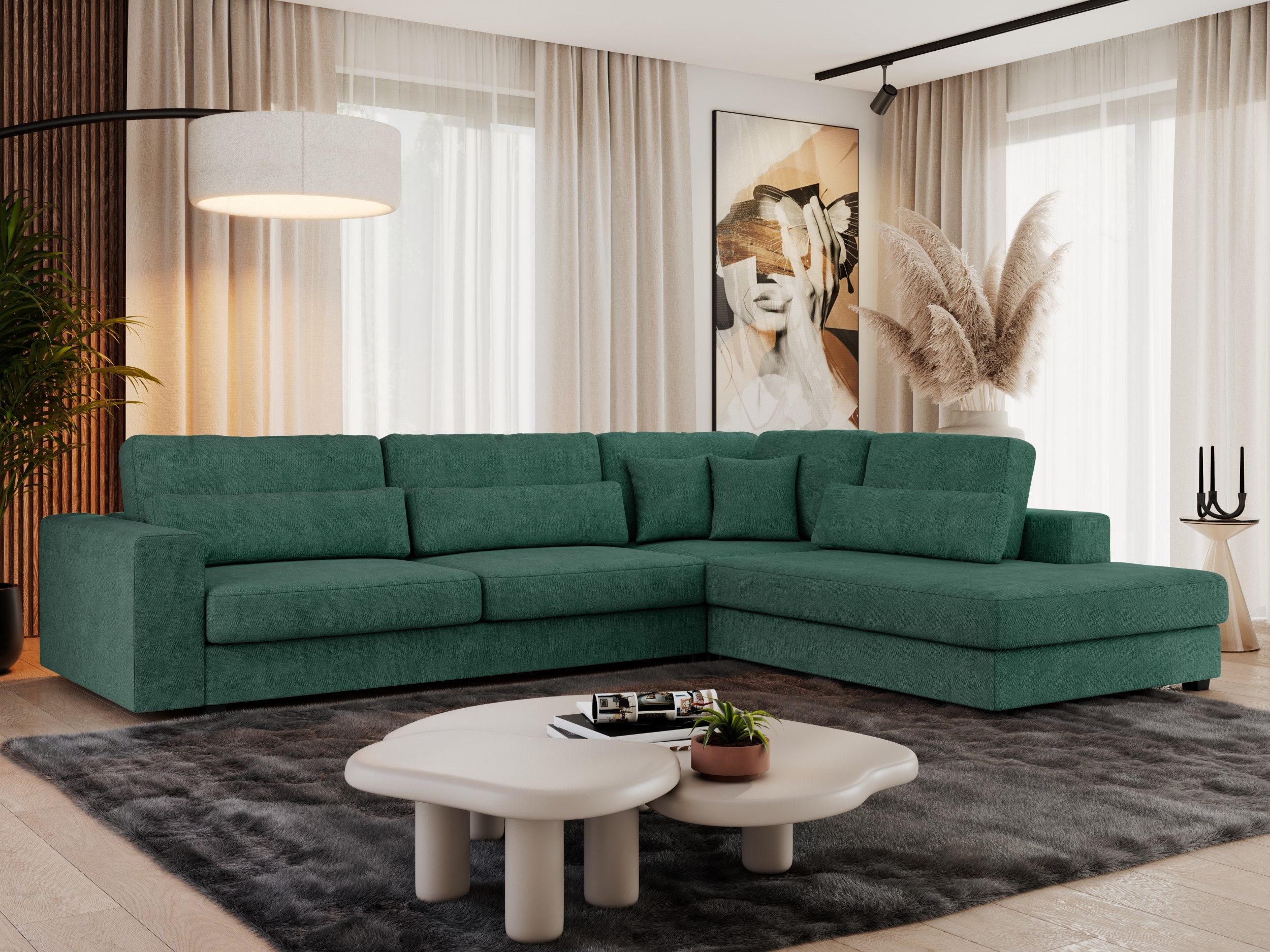 MKS MÖBEL Ecksofa SAVONA, Set, Ecksofa L-form, für Wohnzimmer, lose Kissen, Couch, schwarze Beine