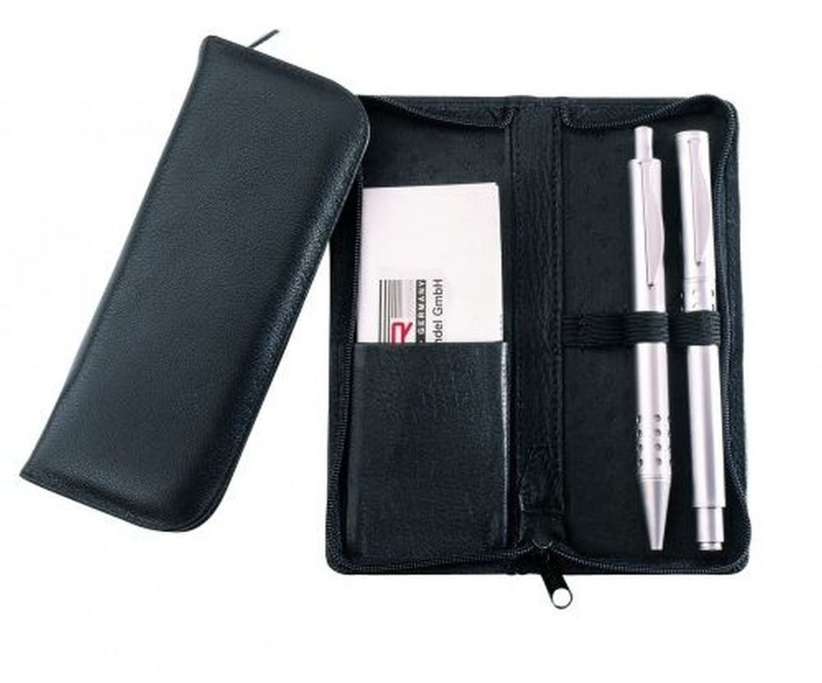 Federtasche Stifteetui 15x6,5cm Leder schwarz