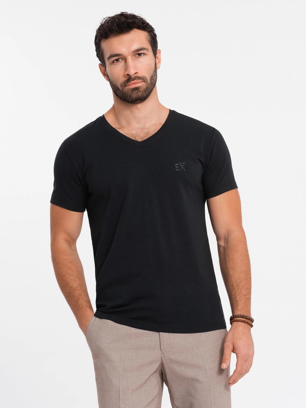 OMBRE T-Shirt T-Shirt mit V-Ausschnitt SLIM FIT