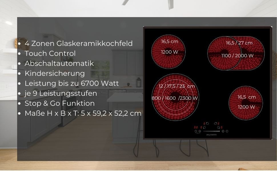 Wolkenstein Elektro-Kochfeld WEB-C4-3KBG