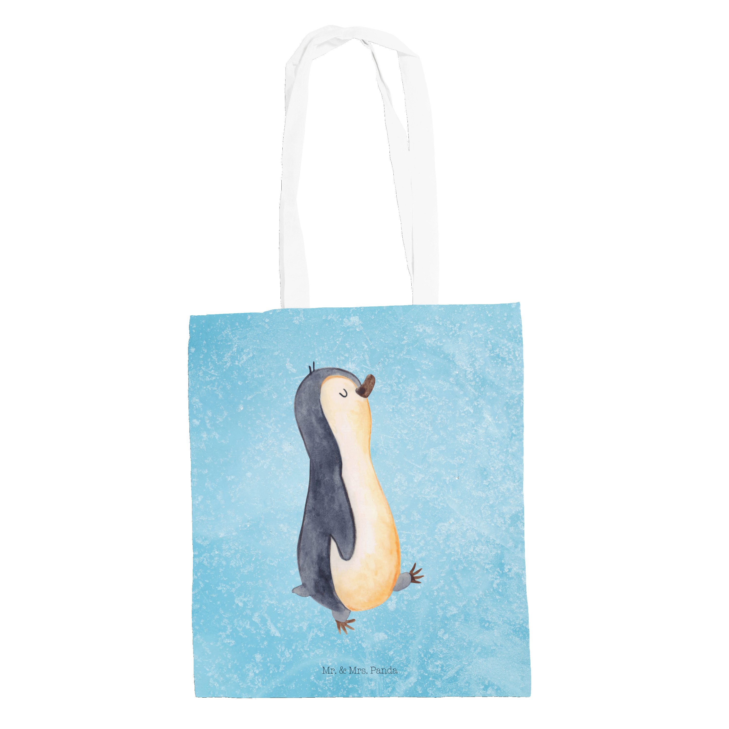 Mr. & Mrs. Panda Tragetasche Pinguin marschierend - Eisblau - Geschenk, spazieren, Schwester, zufr (1-tlg)