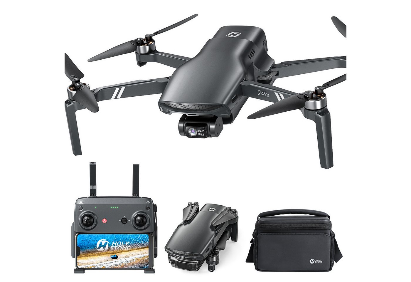 HOLY STONE GPS-Drohne mit 4K-Kamera, 3-Achsen-Gimbal, 48MP Fotos, 6 km Reichweite Drohne (4K, 30 Min. Flugzeit, Follow-Modus, QuickShots, unter 249 g)