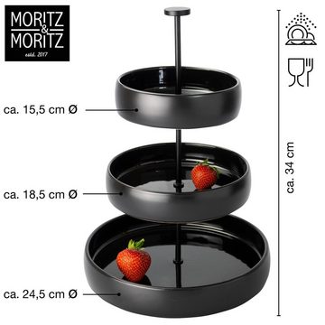 Moritz & Moritz Etagere Obst Etagere, Steingut, (3 Etagen, 2-tlg), Perfekt als Obstschale für Obst Aufbewahrung, Muffins und Cupcakes
