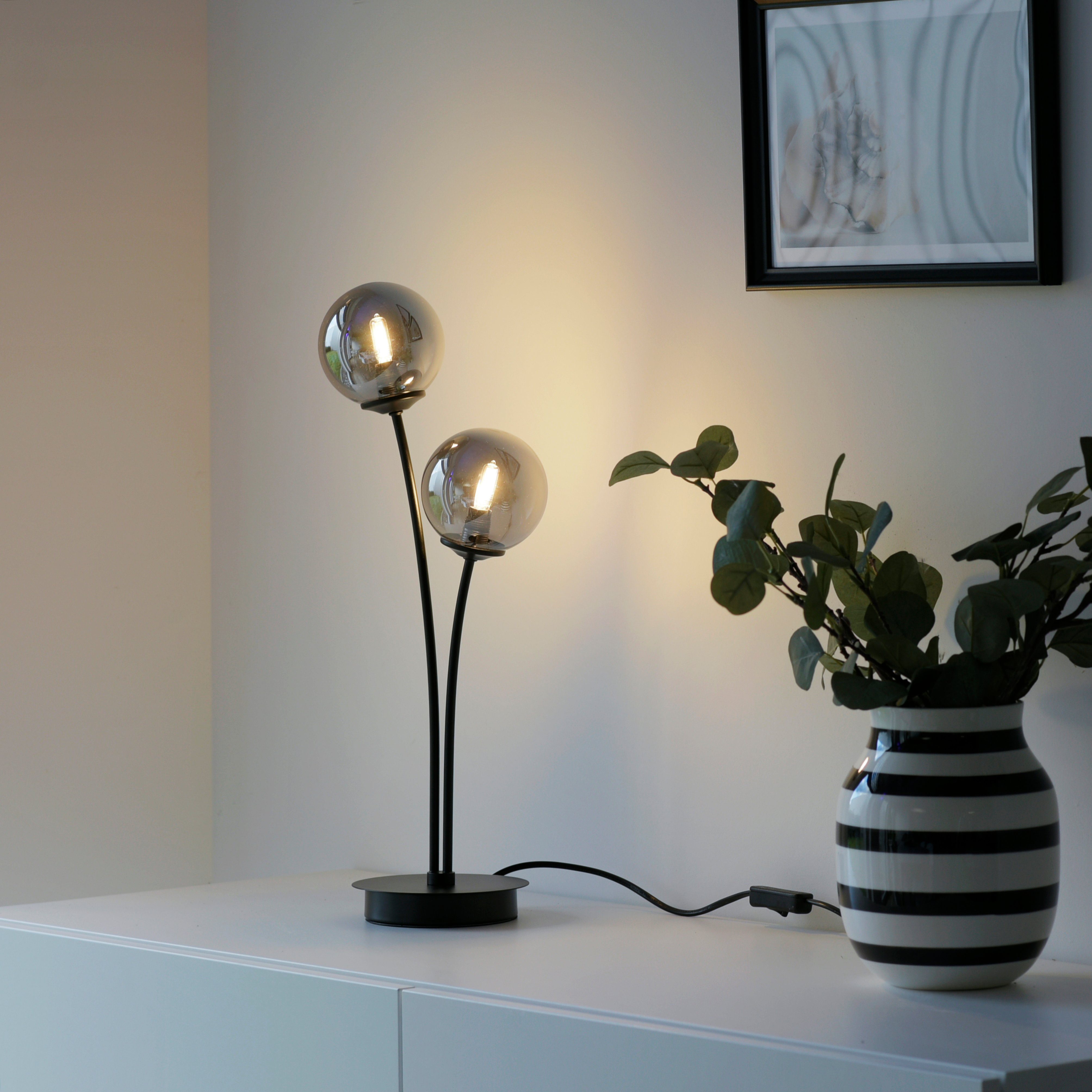Paul Neuhaus LED WIDOW, LED Warmweiß, Schalter, Nachttischlampe Schnurschalter wechselbar