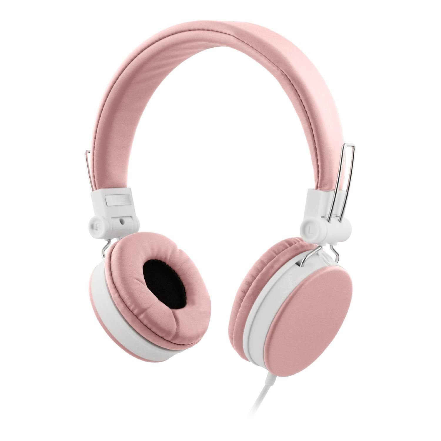 Kopfhörer (integriertes Mikrofon, faltbares 1,2m 3.5mm inkl. Herstellergarantie) / Headset, 5 On-Ear-Kopfhörer Ohrpolster rosa, Kabel pink Klinkenanschluss STREETZ Jahre