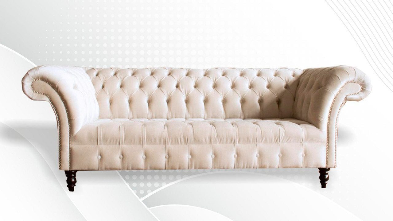 Xlmoebel 3-Sitzer Chesterfield Sofa in Beige mit hochwertiger Polsterung Sofort, 1 Teile, Hergestellt in Europa