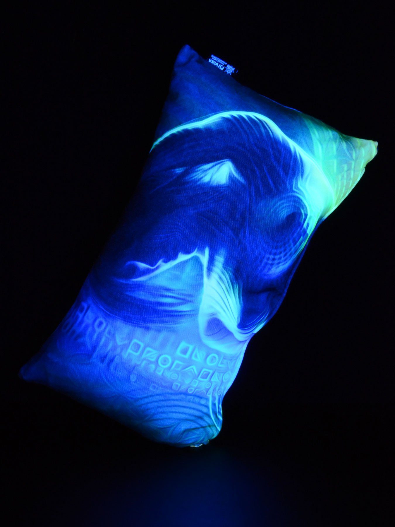 30x50cm, Dekokissen Schwarzlicht Kissen Schwarzlicht unter Neon leuchtet PSYWORK UV-aktiv, "Prismatic",