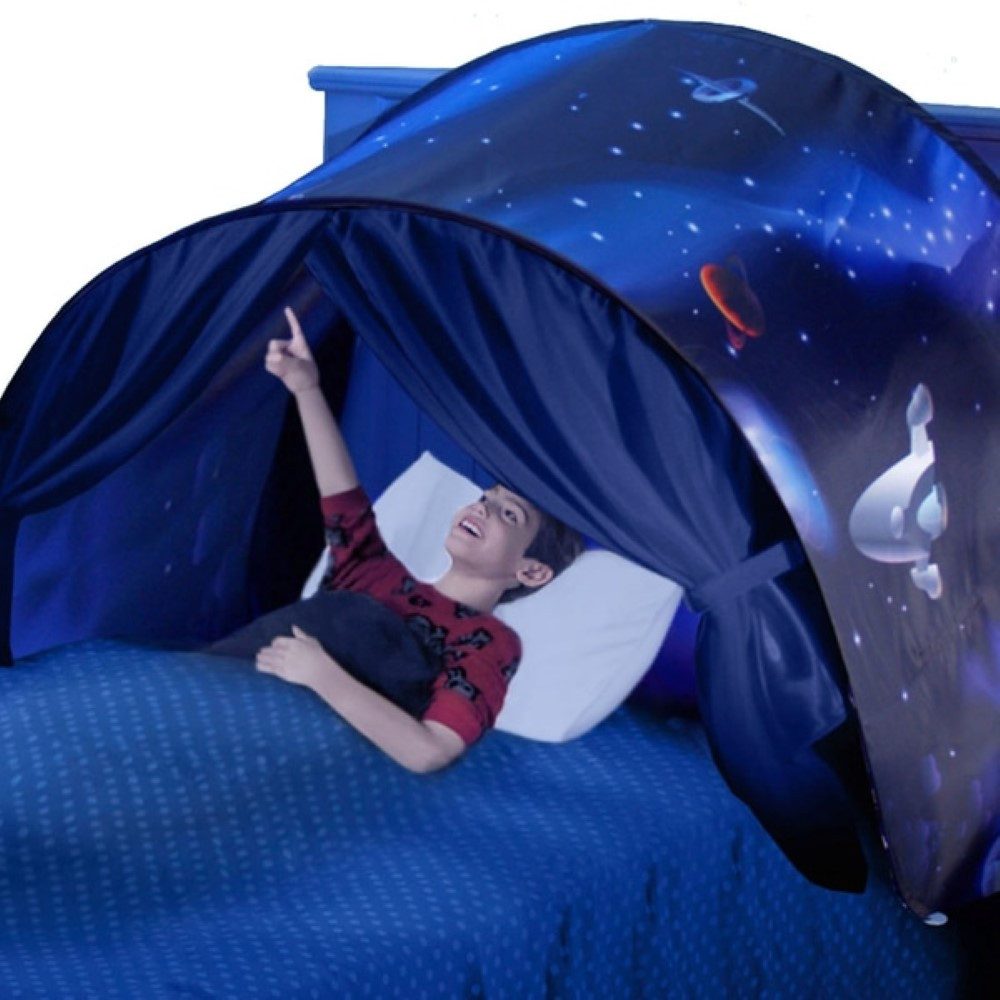 LA CUTE Bettzelt Magisches Sternenzelt über dem Bett für Kinder, Universum-Design (Kinder Bettzelt Set für Schöne Träume, Märchenhaftes Bettzelt für Kinder) einfache Montage, integrierte Aufbewahrungstasche