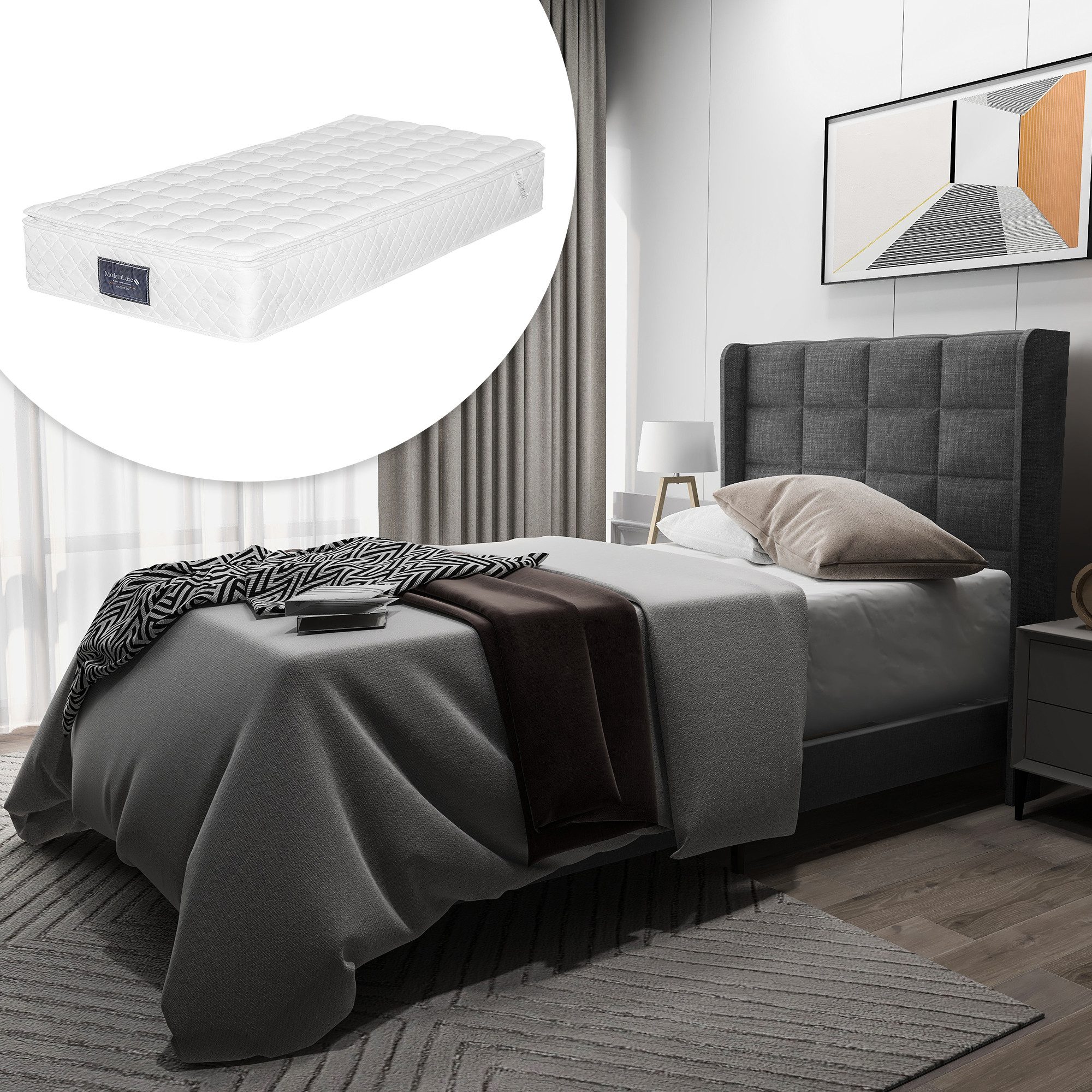 STILVORA Polsterbett 90x200 Jugendbett mit Lattenrost,Bettgestell günstig online kaufen