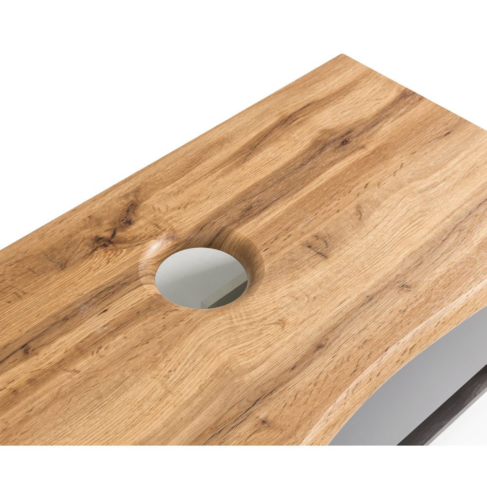 Lomadox VIDAGO-03 washbasin, Wotan oak finish with live edge look top, 101/55/52 cm