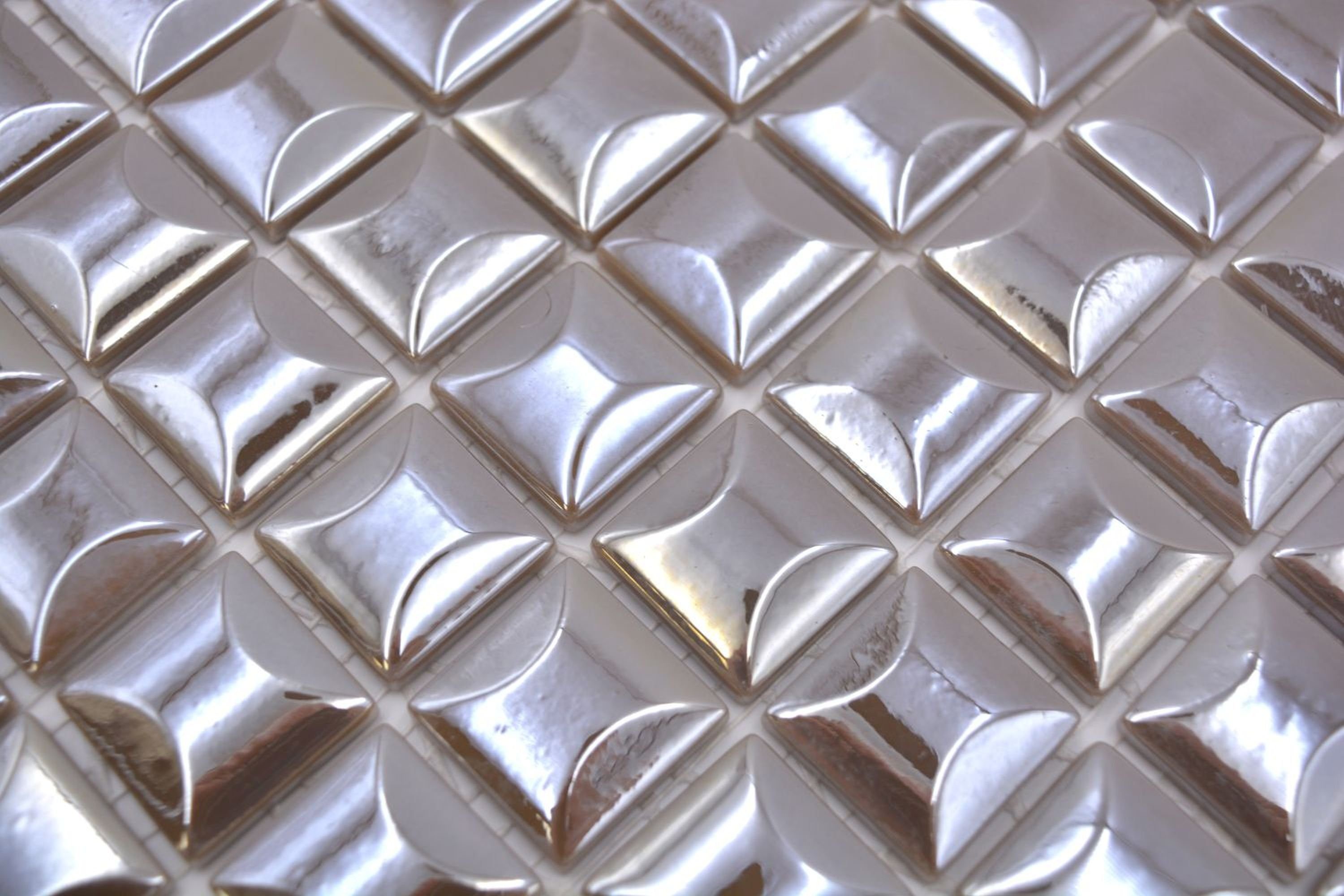 Glasmosaik Mosani Mosaikmatten Recycling 10 Mosaikfliesen Mosaikfliesen / beige glänzend