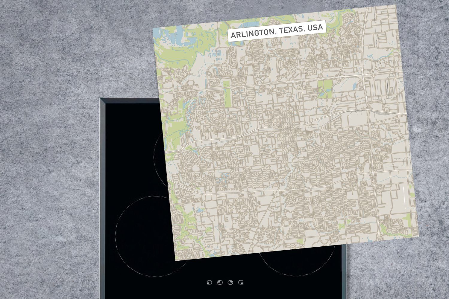 Arbeitsplatte Ceranfeldabdeckung, Eine Illustration Vinyl, küche tlg), Arlington, (1 Karte cm, Herdblende-/Abdeckplatte der für von MuchoWow 78x78