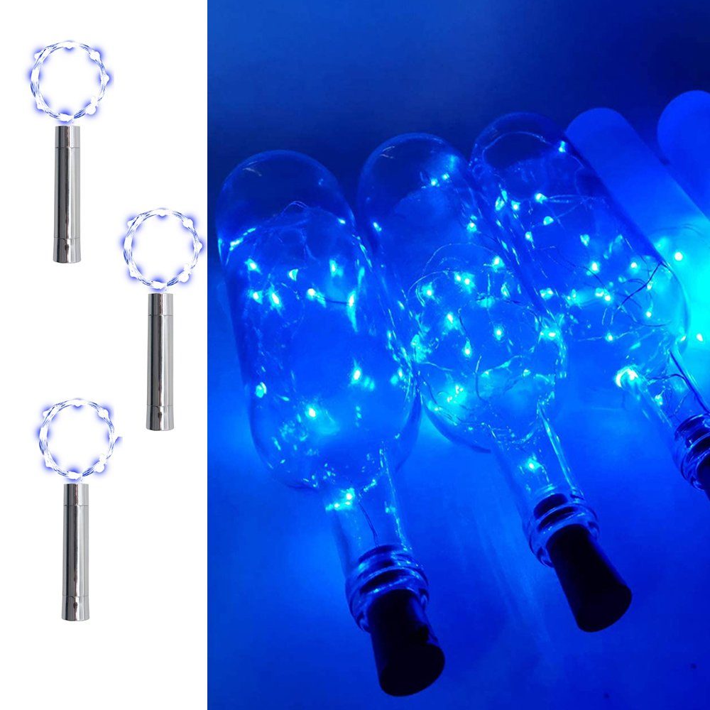MUPOO LED Dekolicht LED-Lichterkette 15/20LEDs,1.5/2 MLED Glas Korken Licht,Flaschen-Licht, 1.5M 15LEDs, LED Drahtlichterkette,Weinflasche Flaschenlicht Blau