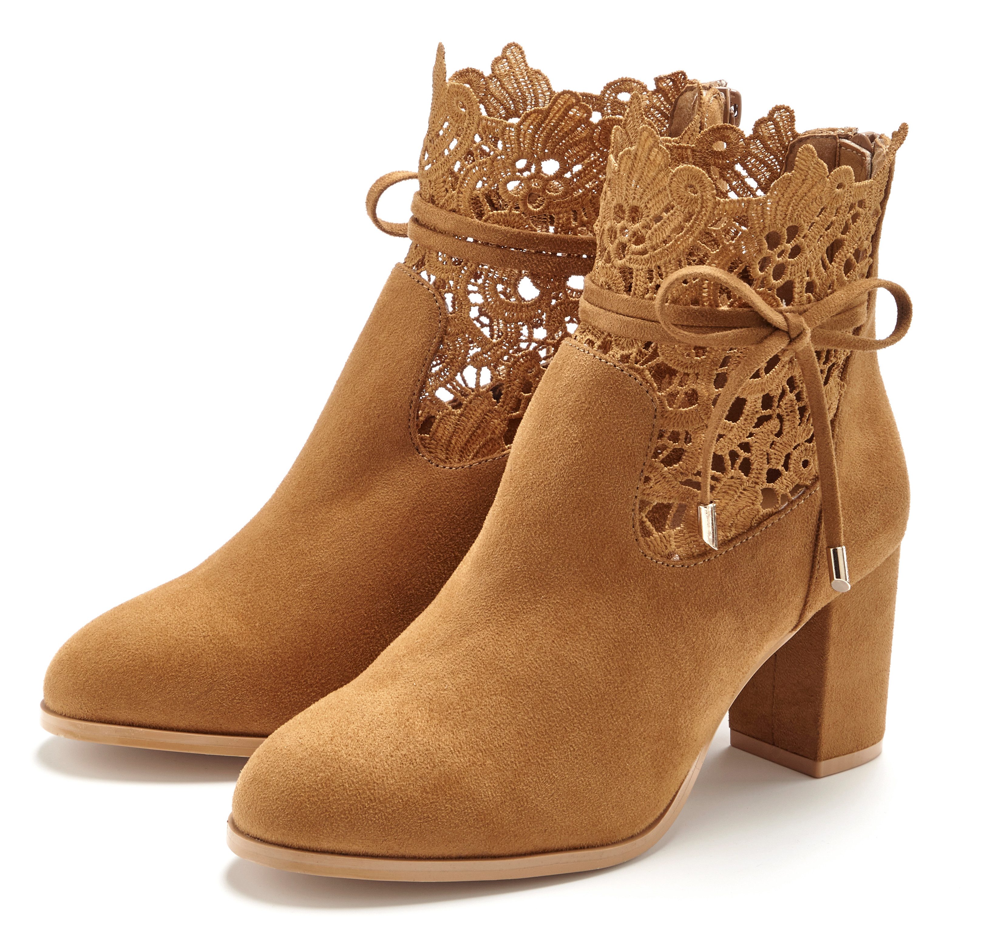LASCANA Herbststiefelette, Ankle Boot, Stiefel, High-Heel-Stiefelette mit modischer Spitze und bequemen Blockabsatz