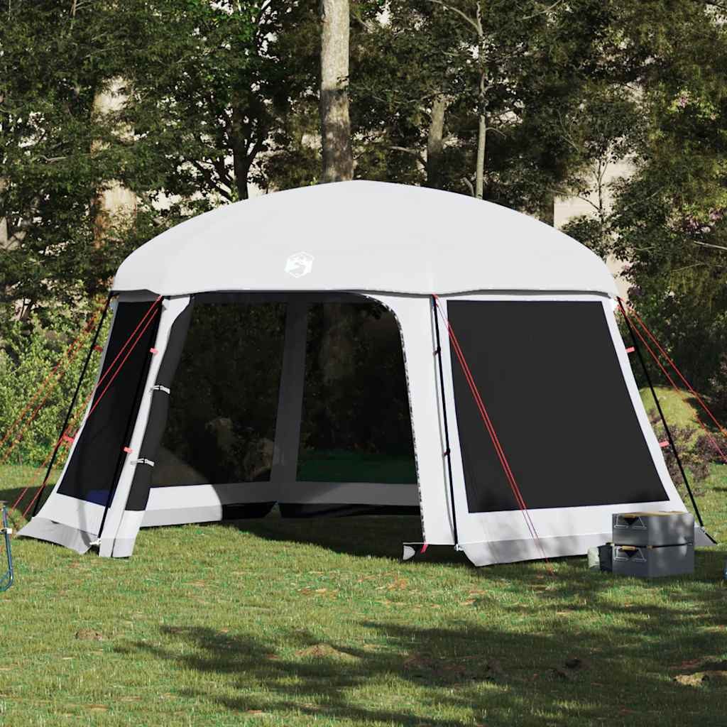 furnicato Poolüberdachung Poolzelt für runde Becken 512x458x255 cm Grau, Wetterfester Pavillon mit Netzwänden und abnehmbarem Regendach