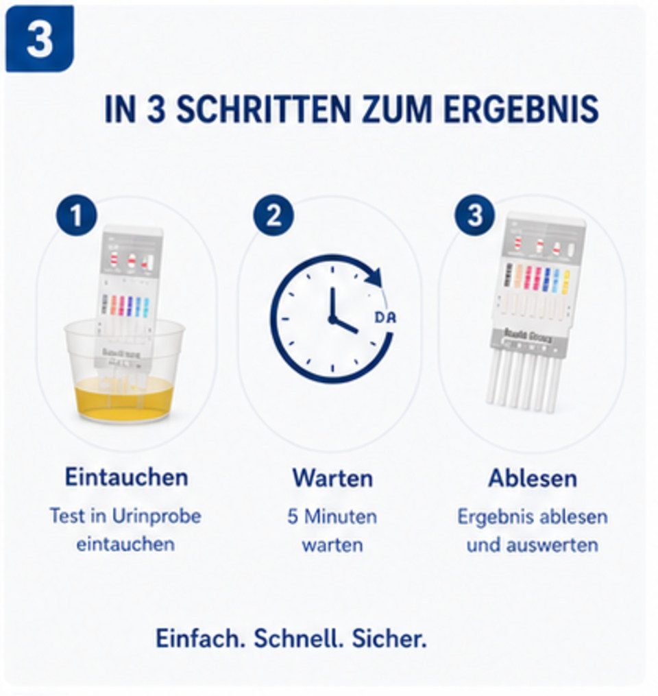 Safecare Bio-Tech Drogen-Schnelltest 7in1 - 99% Genauigkeit - Urin Test, 7 Messparameter, Multidrogentest, 10-tlg., Drogentest, Multifunktionalität, Schnelle Er – Bild 4 von 5