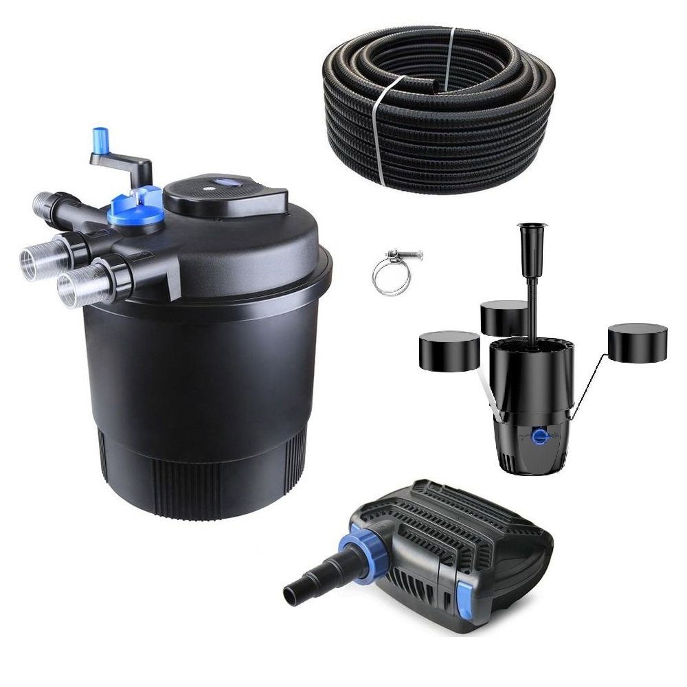 Aquaone Teichfilter AquaOne Teich Filteranlage Set Nr.38 CPF 20000 Druckfilter 50W Eco Teichpumpe Teichgröße bis 40000l Teichschlauch Bachlauf UV Lampe