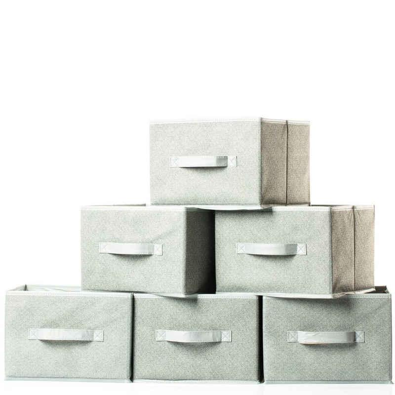 Centi Faltbox Aufbewahrungsboxen, stabil und faltbar (Set, 6 St., Maße 28x27x20 cm Farbe: Grau), aus stabilem Vlies, grau, passend für viele Regale und Schubladen
