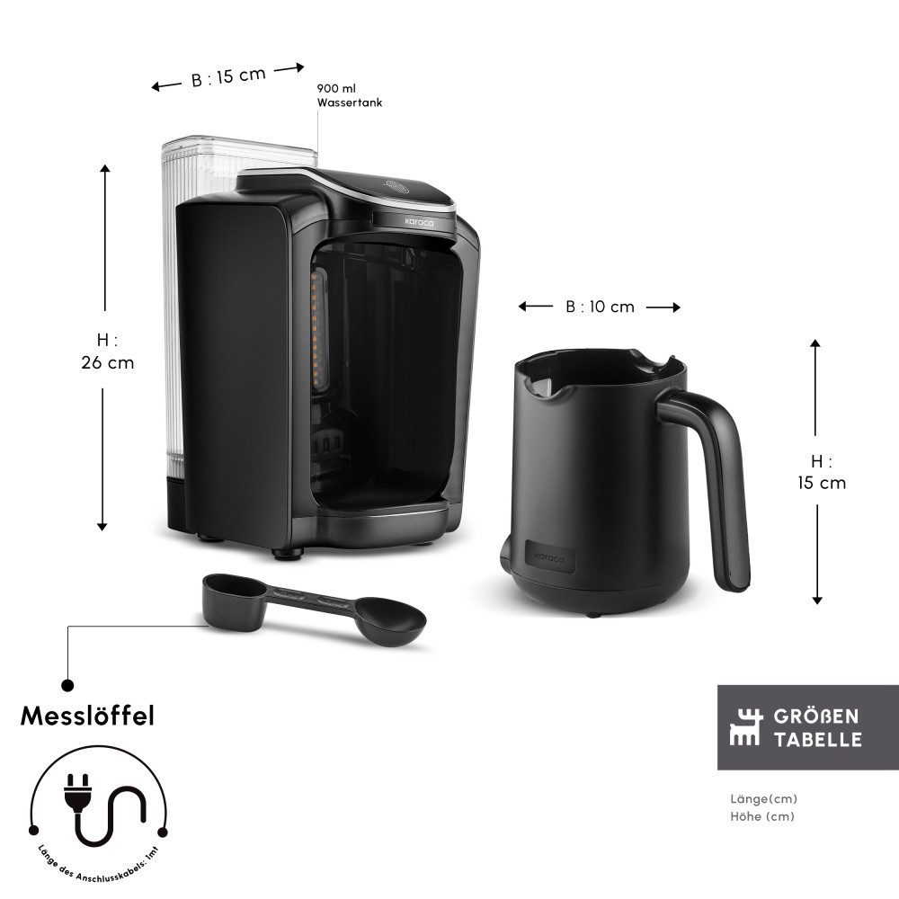 Karaca Espressomaschine Aqua Wassertank Automatische Türkische Kaffeemaschine Kaffeebereiter Kaffeemaker, Kaffeekanne Kaffeevollautomat 735 W Abschaltautomatik Kaffeebereiter