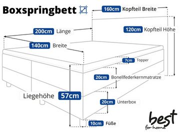 Best for Home Boxspringbett Sawana, mit Topper