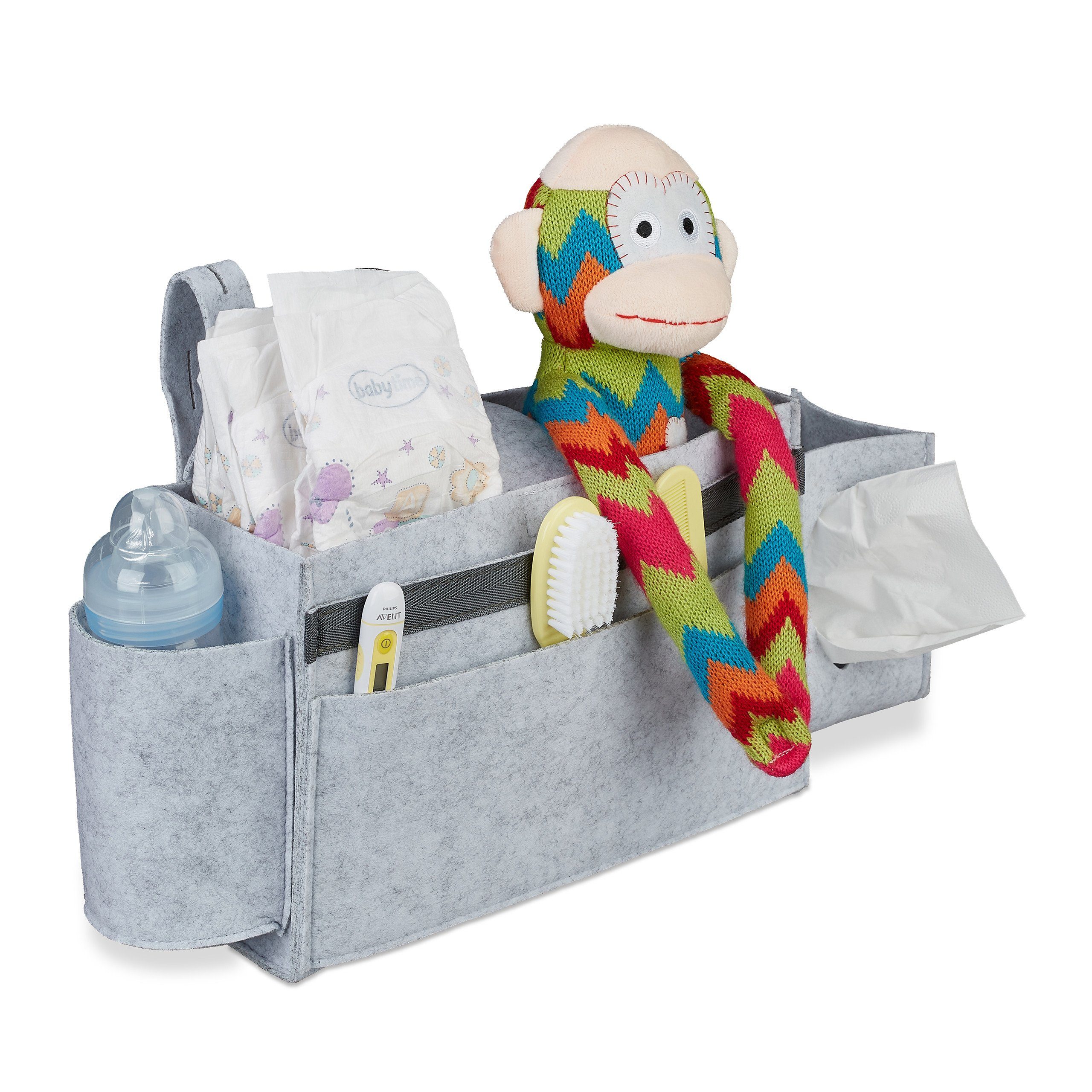 relaxdays Betttasche für Hochbett aus Filz (1-tlg), Hellgrau