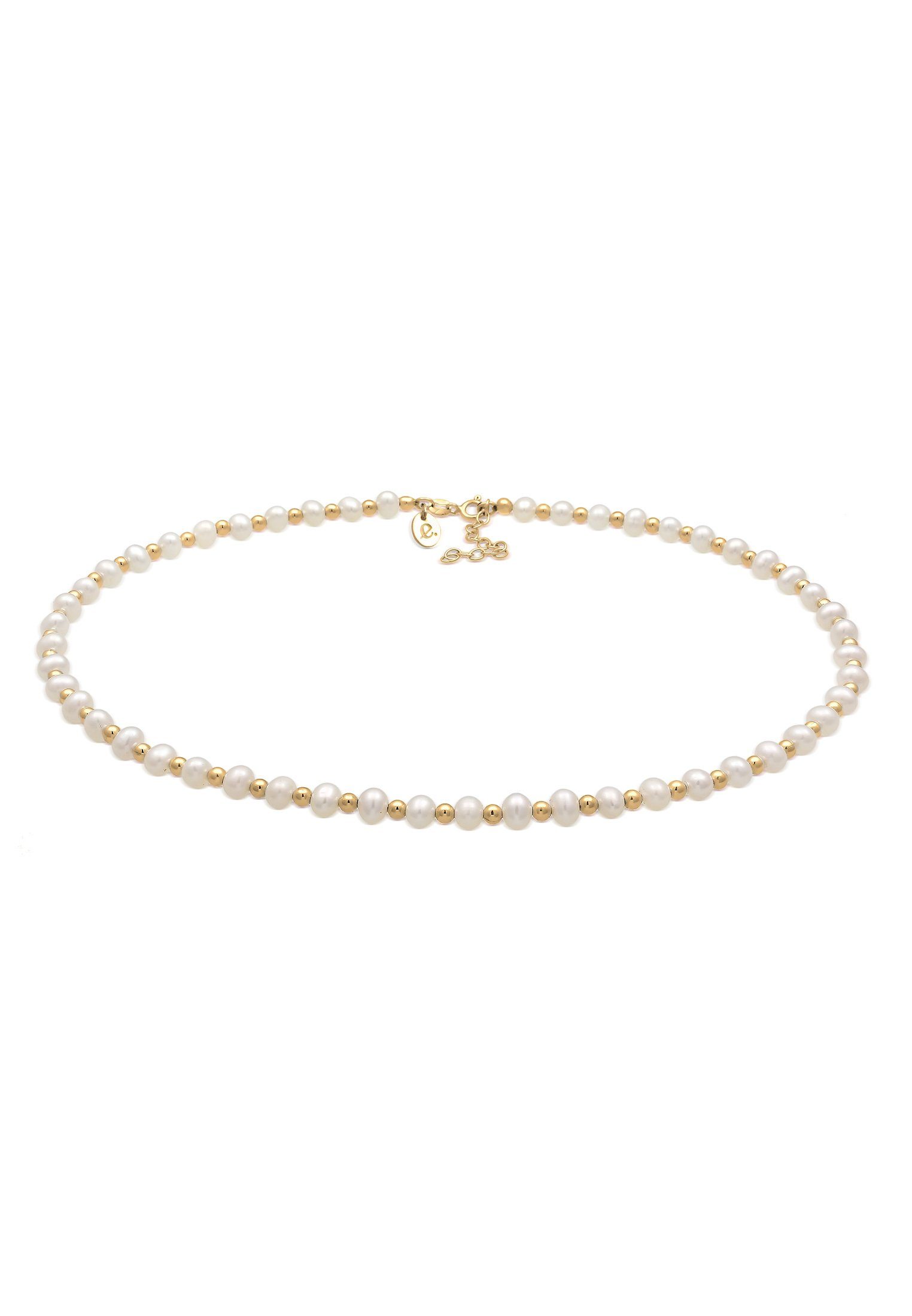 Valentinstagsgeschenk Elli Premium Collier Choker Süßwasserzuchtperlen 925 Sterling Silber vergoldet, goldfarben