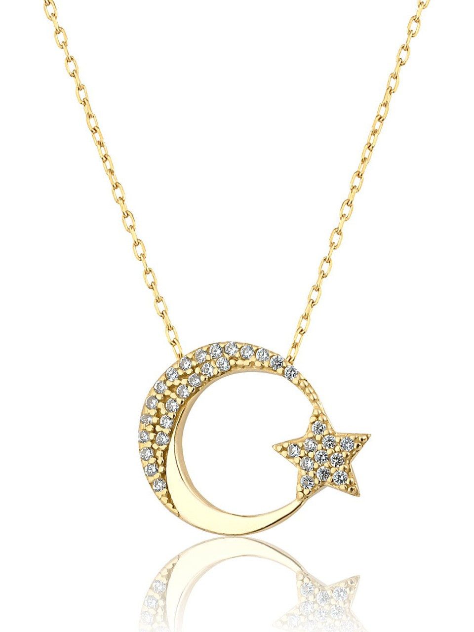 Nisan Kette und Anhänger Set, Damen Halskette aus 925er Silber – Türkische Flagge Anhänger