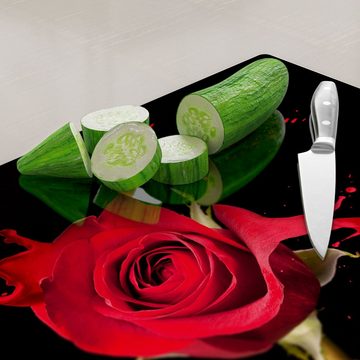 DEQORI Schneidebrett 'Zerfließende Rosenblüte', Glas, Platte Frühstücksbrett Schneideplatte
