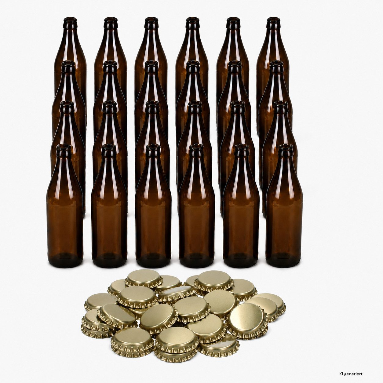 MamboCat Glas 24er Set Bierflaschen Braun 0,5L mit 30 Kronkorken Gold zum Abfüllen, Glas